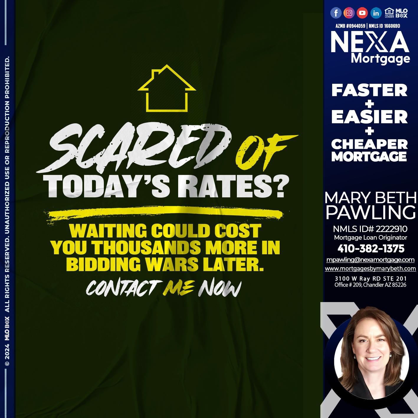 SCARED OF TODAY RATES? - Mary Beth Pawling -Mortgage Loan Originator