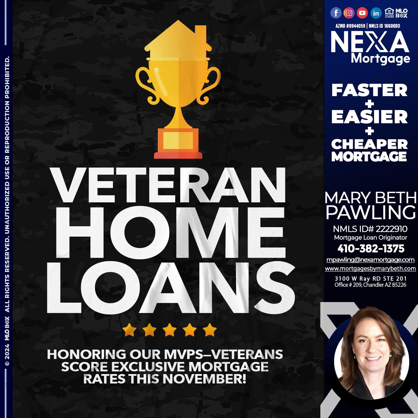 VETERANS HOME LOANS - Mary Beth Pawling -Mortgage Loan Originator