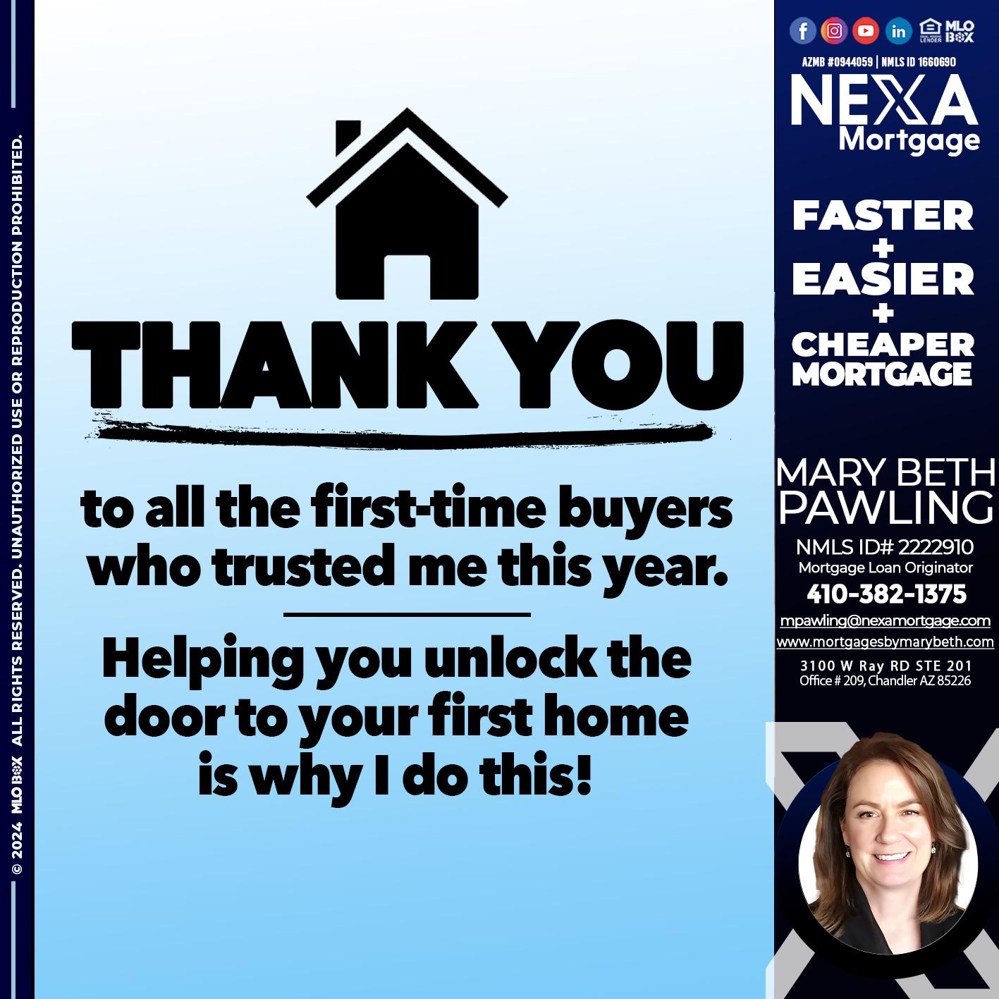 THANK YOU - Mary Beth Pawling -Mortgage Loan Originator