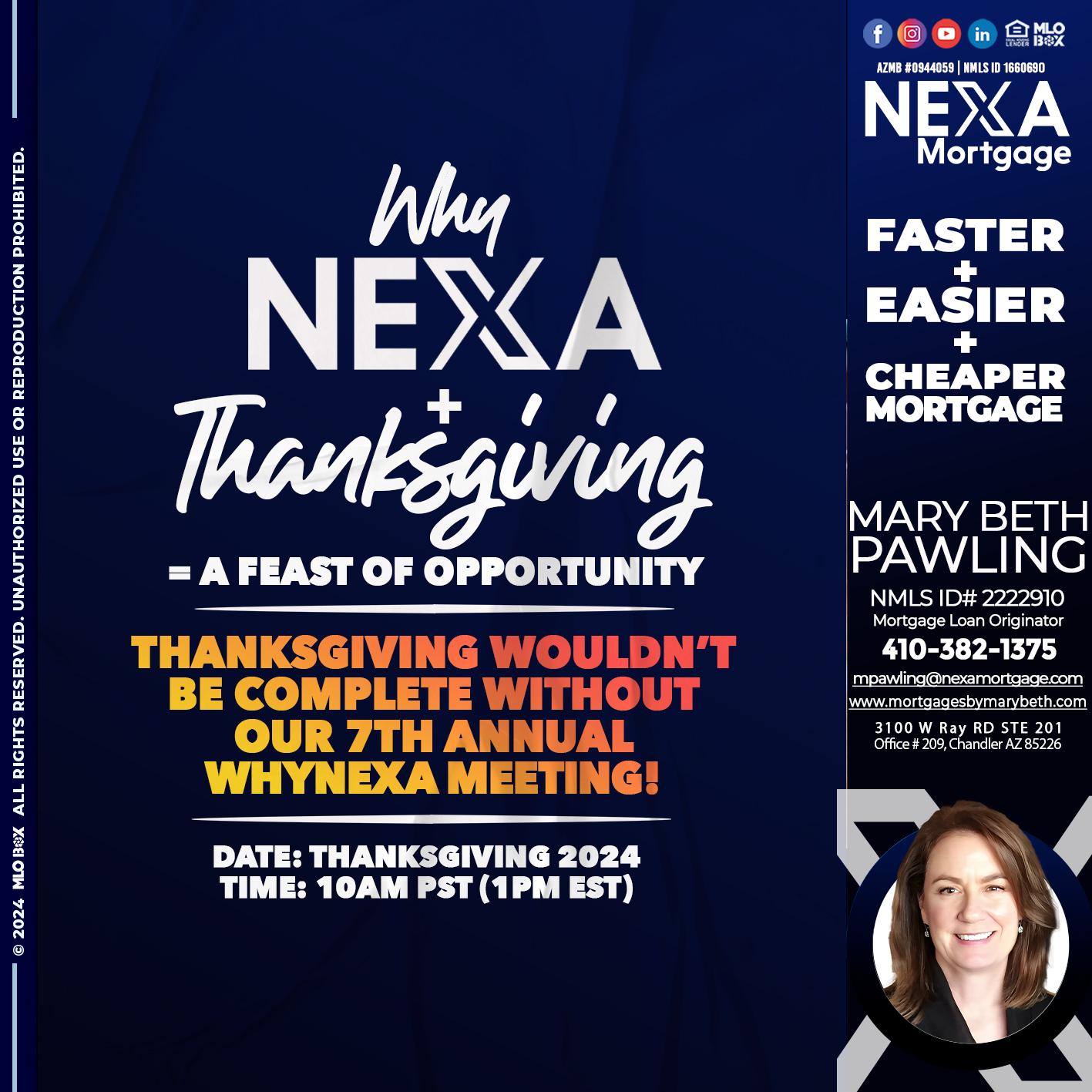 WHY NEXA + THANKSGIVING - Mary Beth Pawling -Mortgage Loan Originator