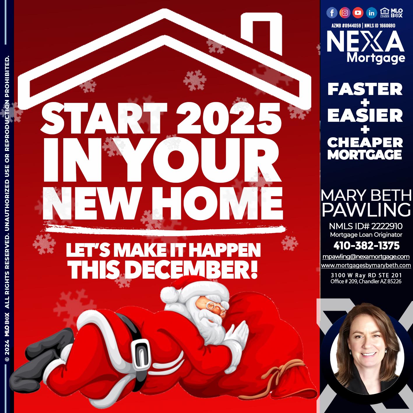 start 2025 - Mary Beth Pawling -Mortgage Loan Originator