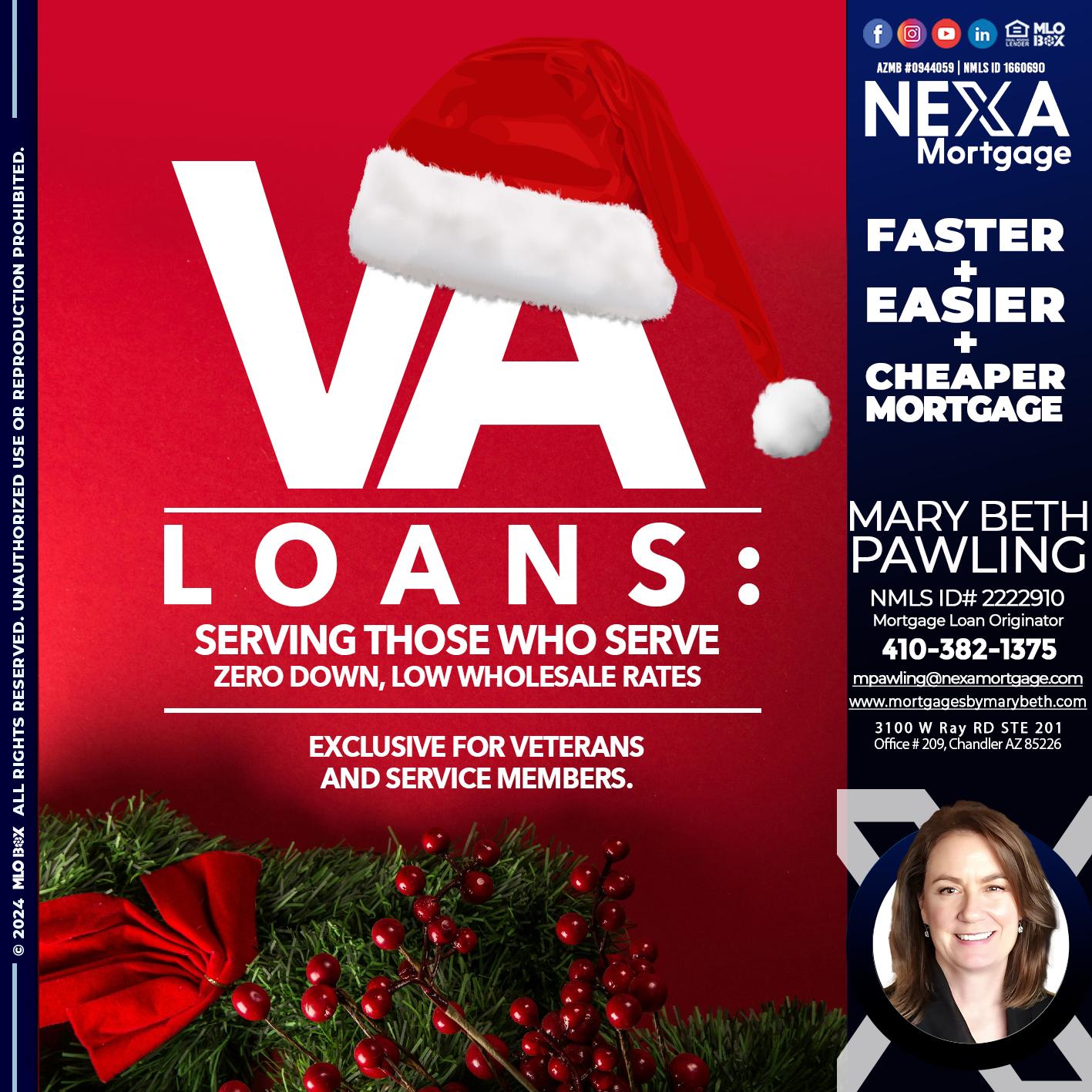 VA LOANS - Mary Beth Pawling -Mortgage Loan Originator