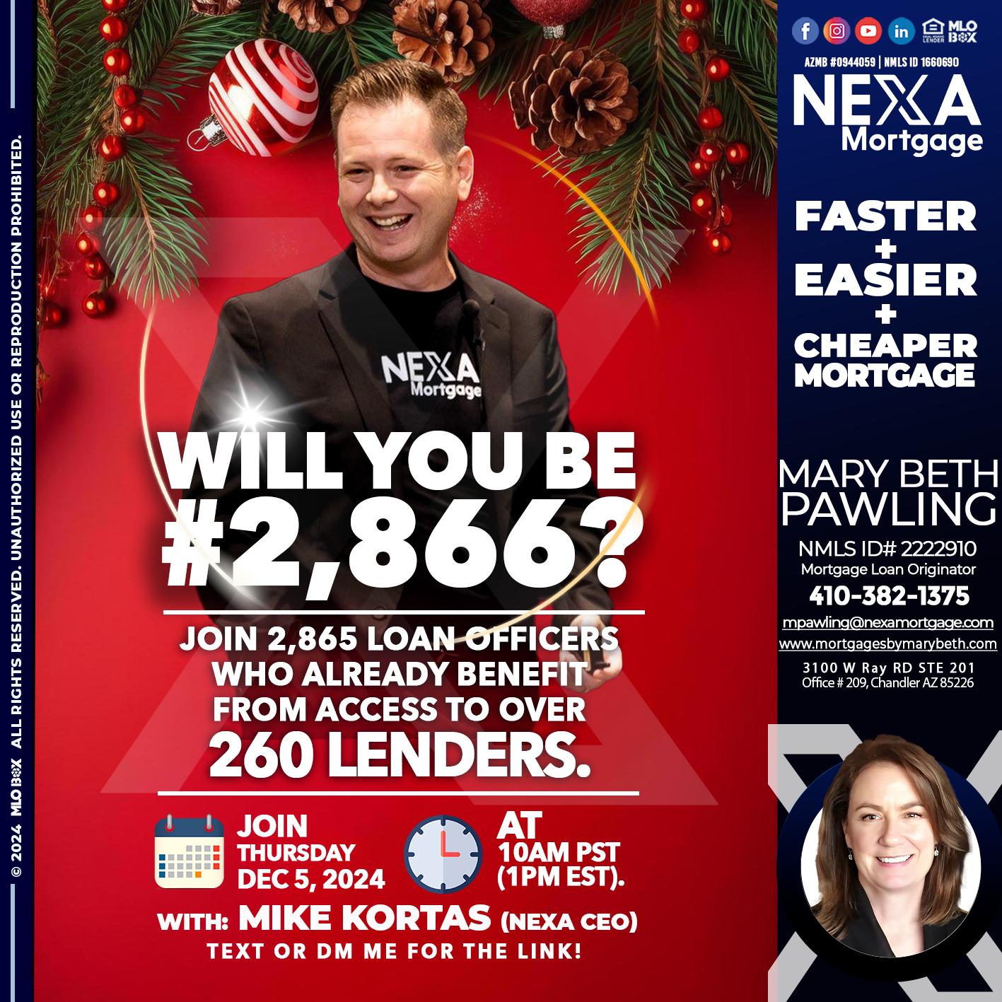will you be - Mary Beth Pawling -Mortgage Loan Originator