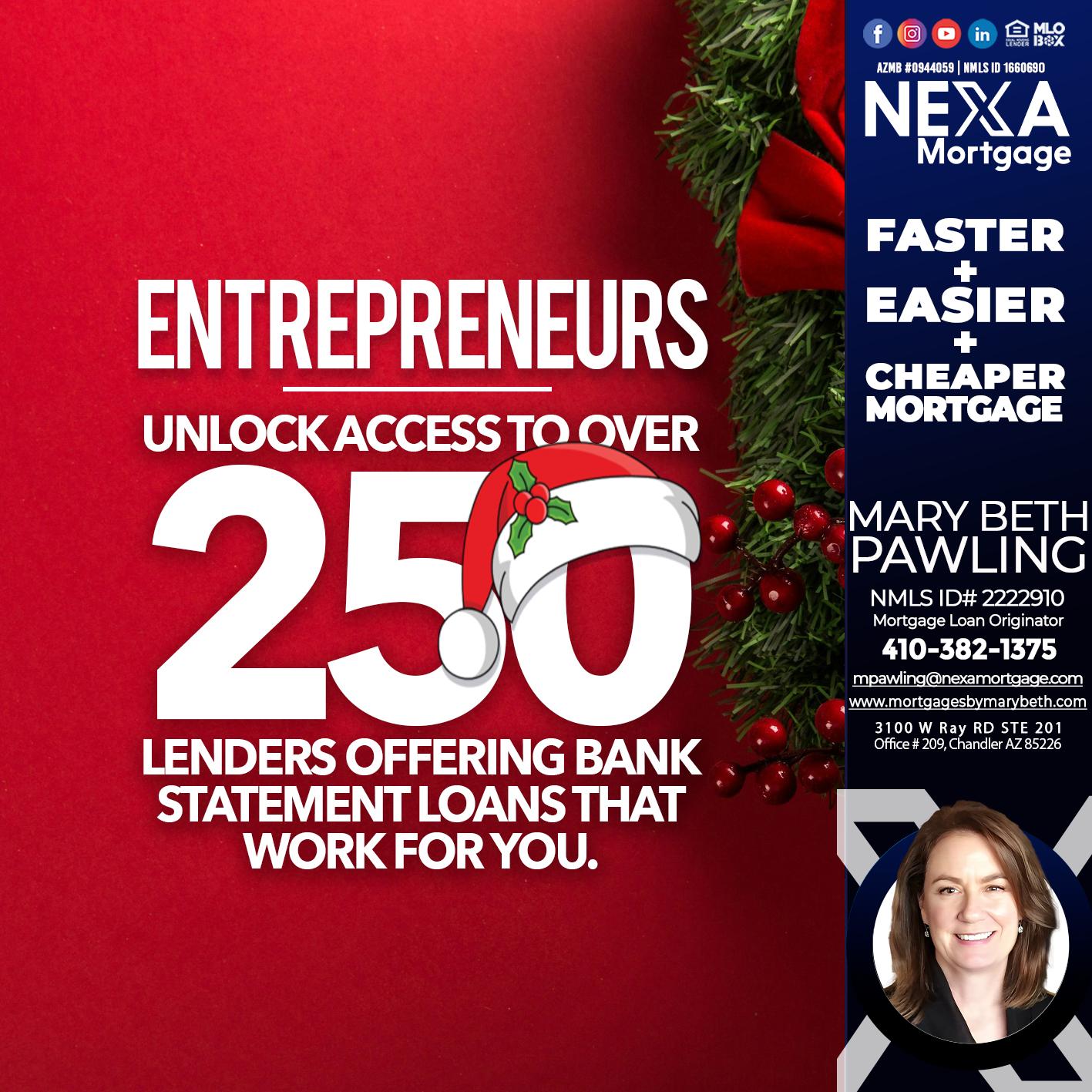 ENTREPRENEURS - Mary Beth Pawling -Mortgage Loan Originator