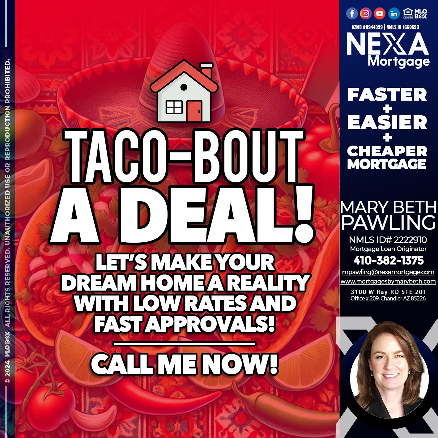 TACO-BOUT - Mary Beth Pawling -Mortgage Loan Originator