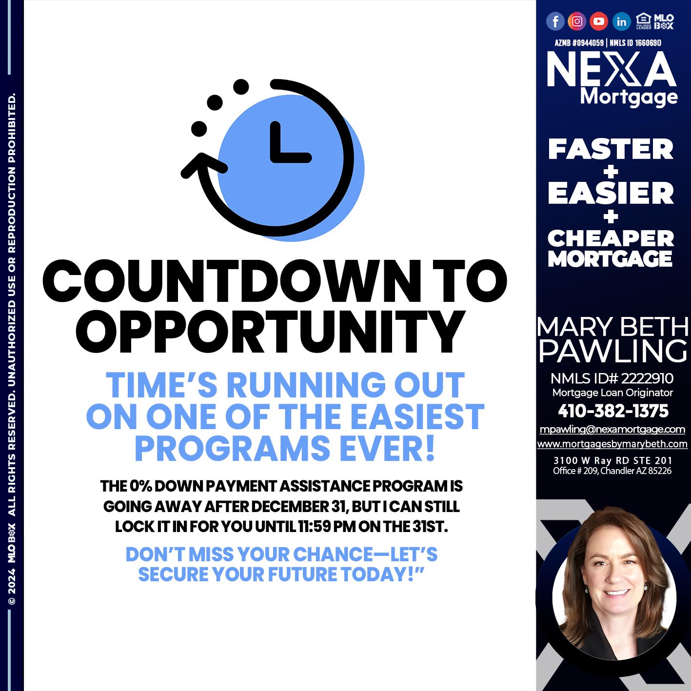 COUNTDOWN - Mary Beth Pawling -Mortgage Loan Originator