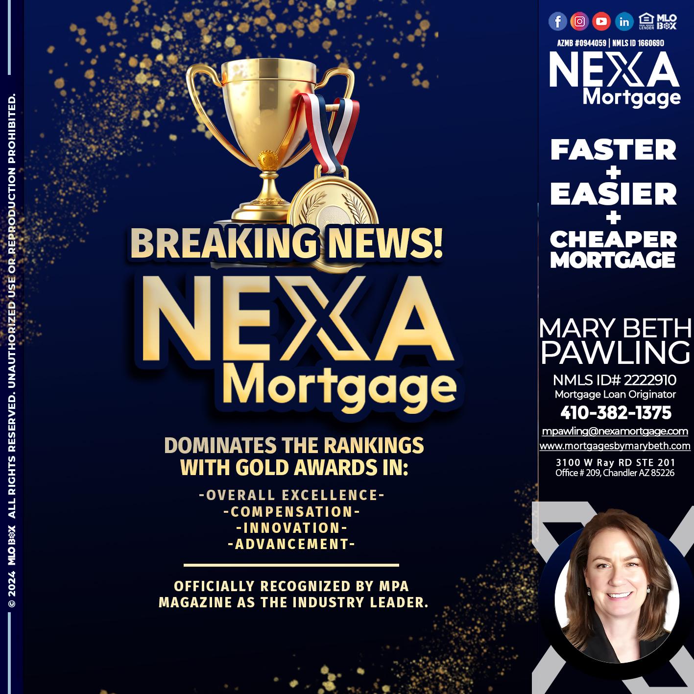 BREAKING NEWS - Mary Beth Pawling -Mortgage Loan Originator