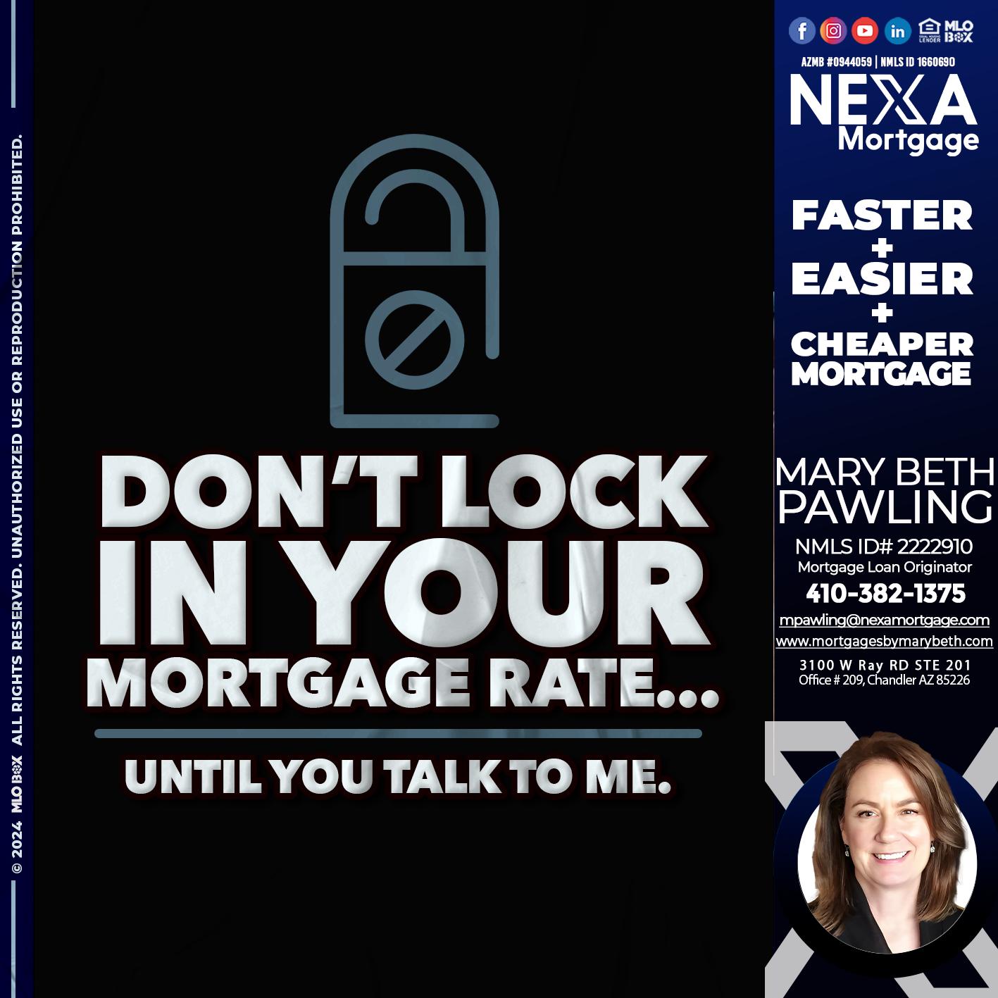 DONT LOCK - Mary Beth Pawling -Mortgage Loan Originator