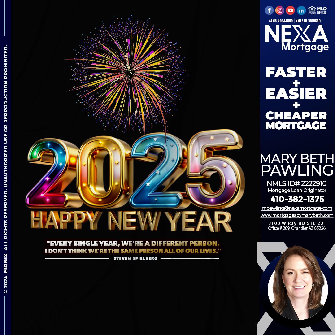 2025 HAPPY NEW YEAR - Mary Beth Pawling -Mortgage Loan Originator