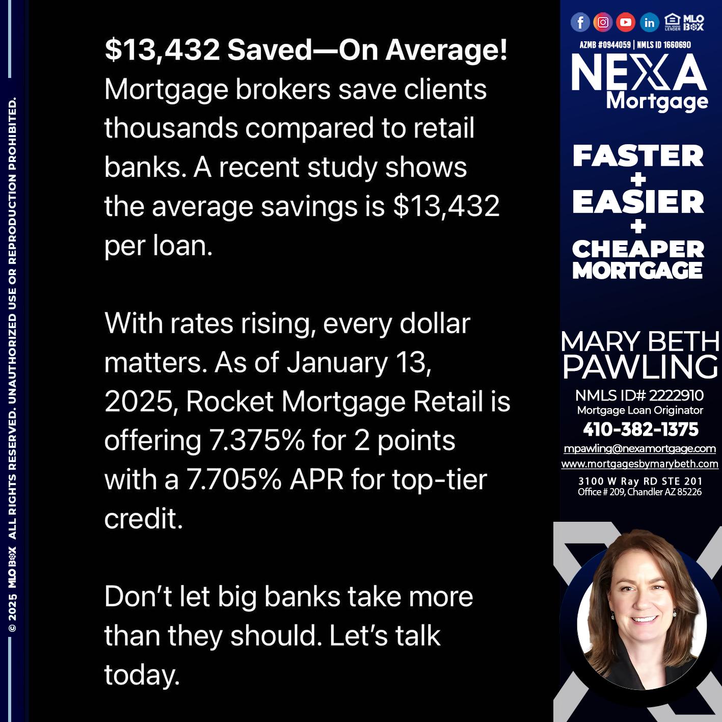 saved on average - Mary Beth Pawling -Mortgage Loan Originator