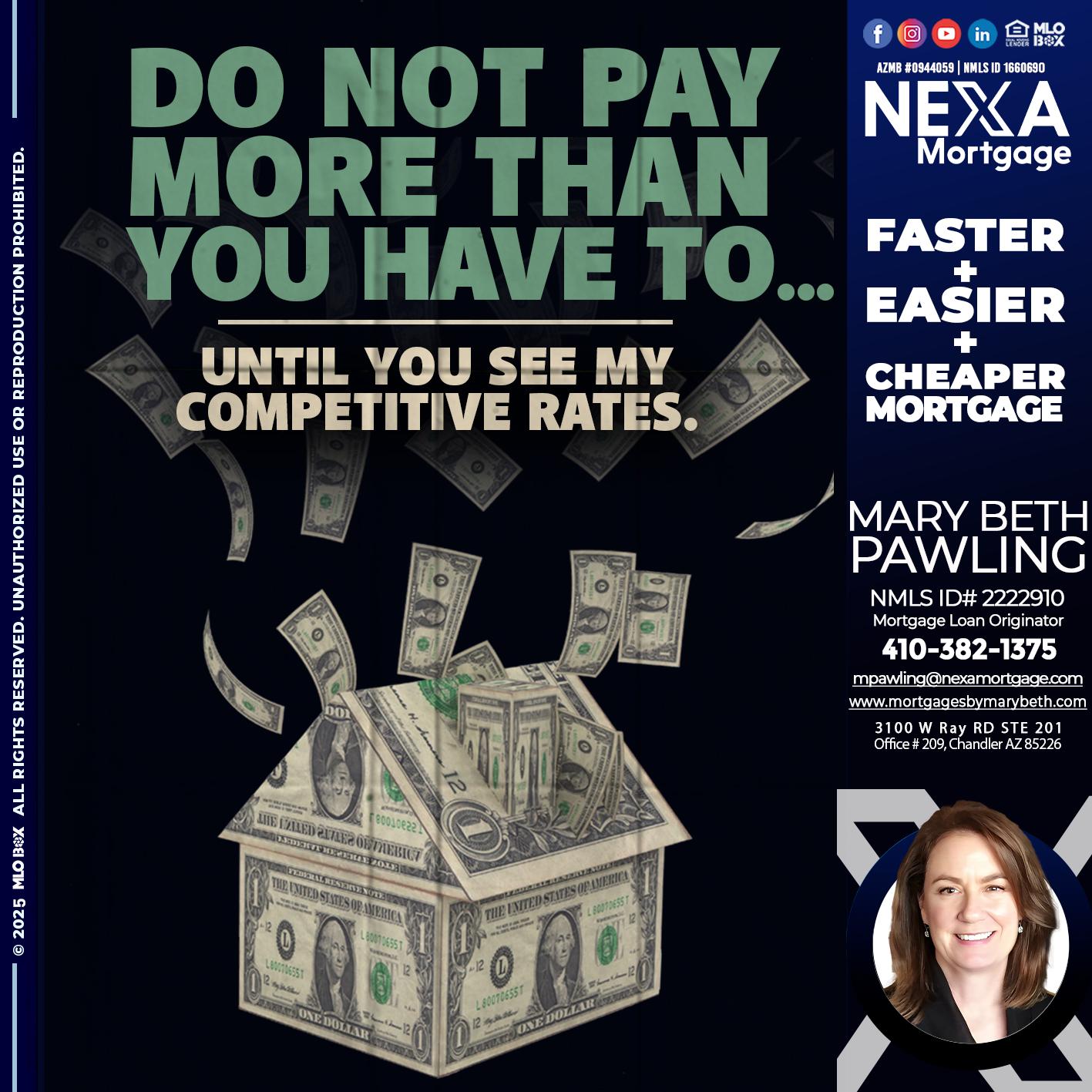 DO NOT PAY - Mary Beth Pawling -Mortgage Loan Originator