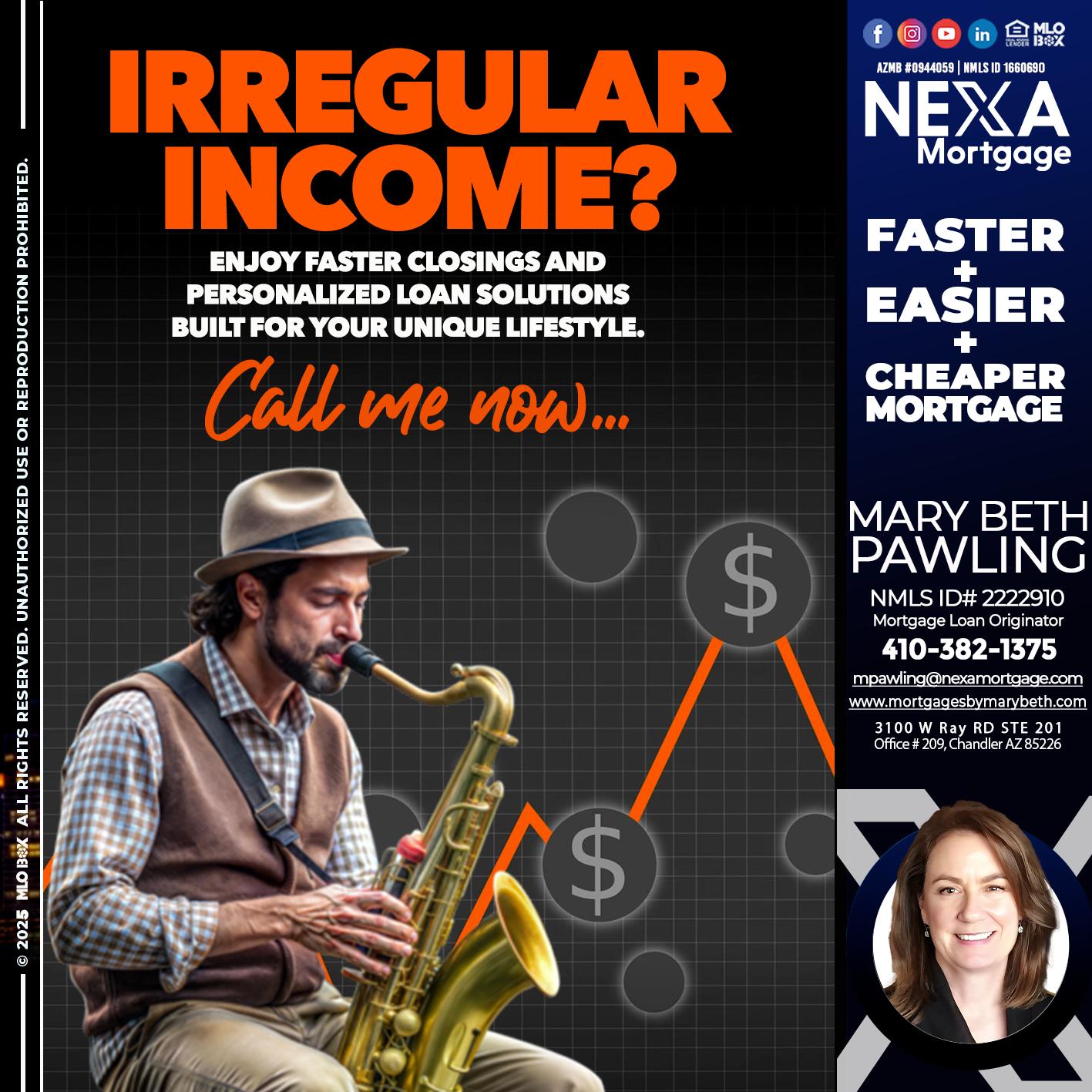 IRREGULAR INCOME - Mary Beth Pawling -Mortgage Loan Originator