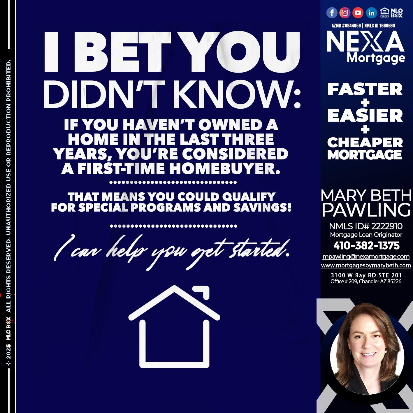 I BET YOU KNOW - Mary Beth Pawling -Mortgage Loan Originator