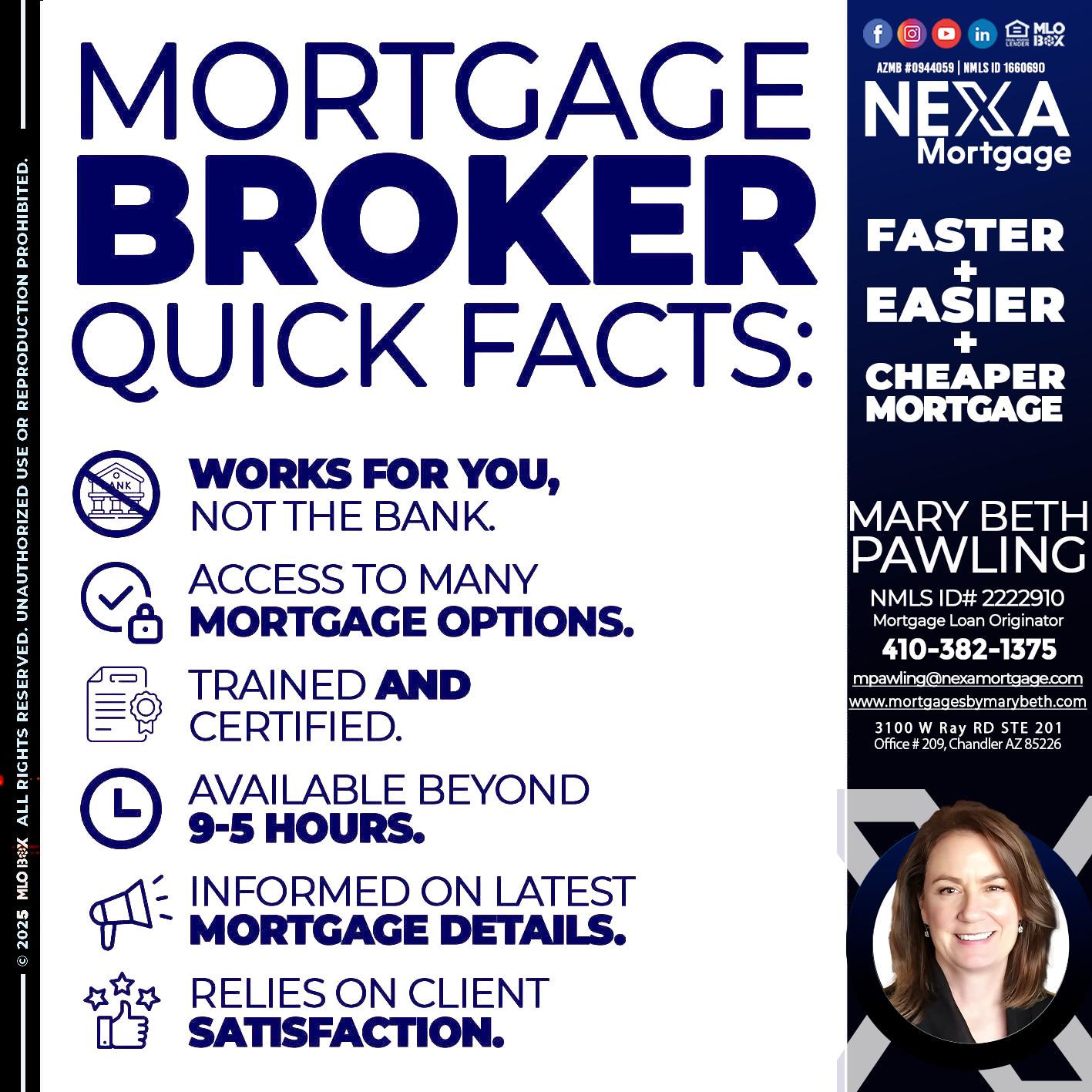 MORTGAGE BROKER - Mary Beth Pawling -Mortgage Loan Originator