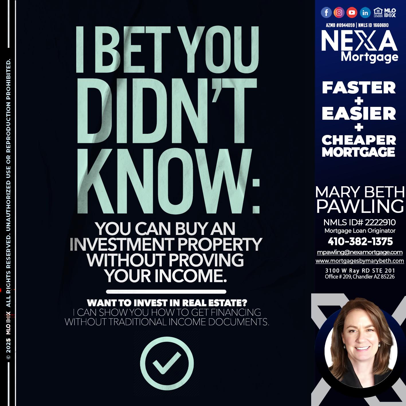 I BET YOU - Mary Beth Pawling -Mortgage Loan Originator