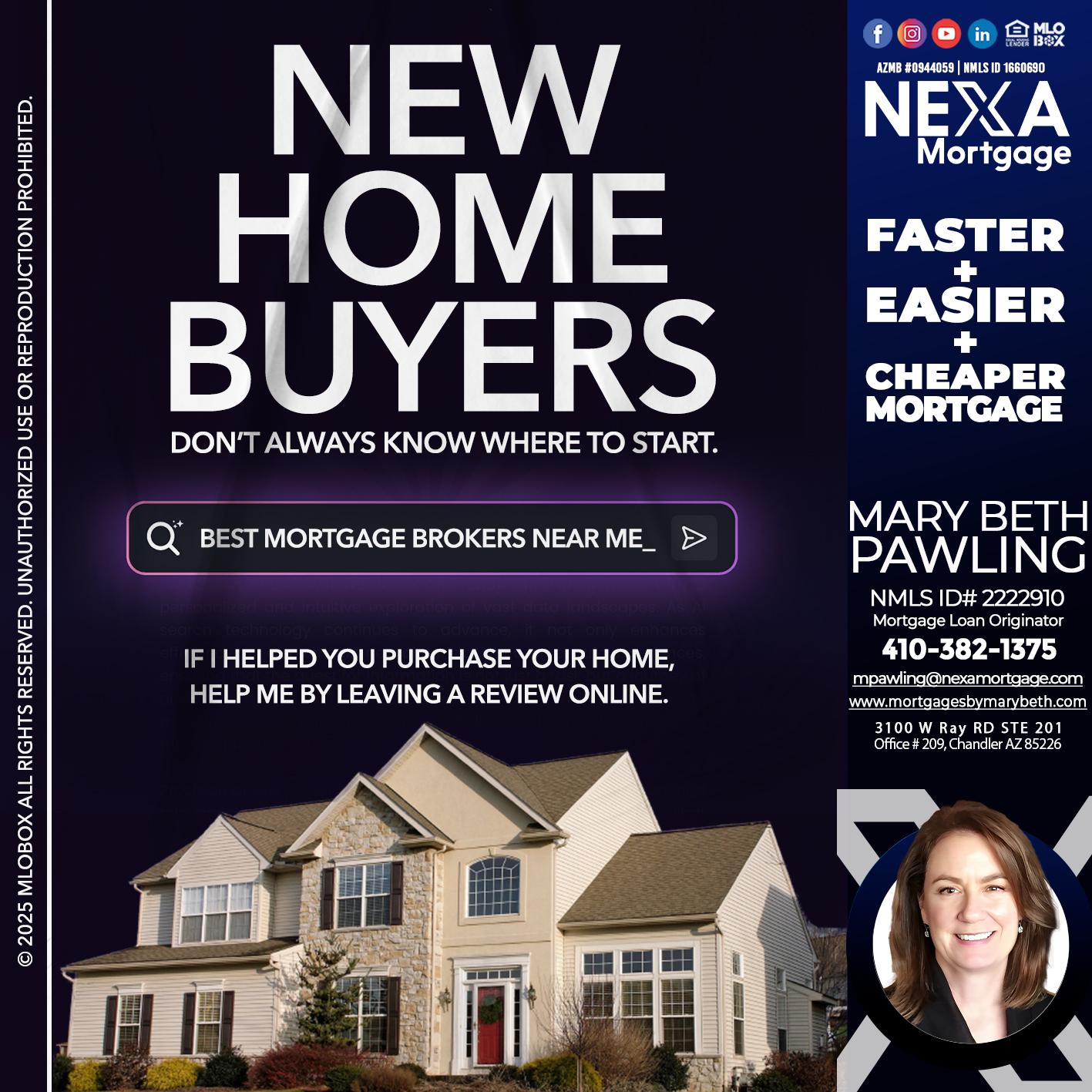 NEW HOME BUYERS - Mary Beth Pawling -Mortgage Loan Originator
