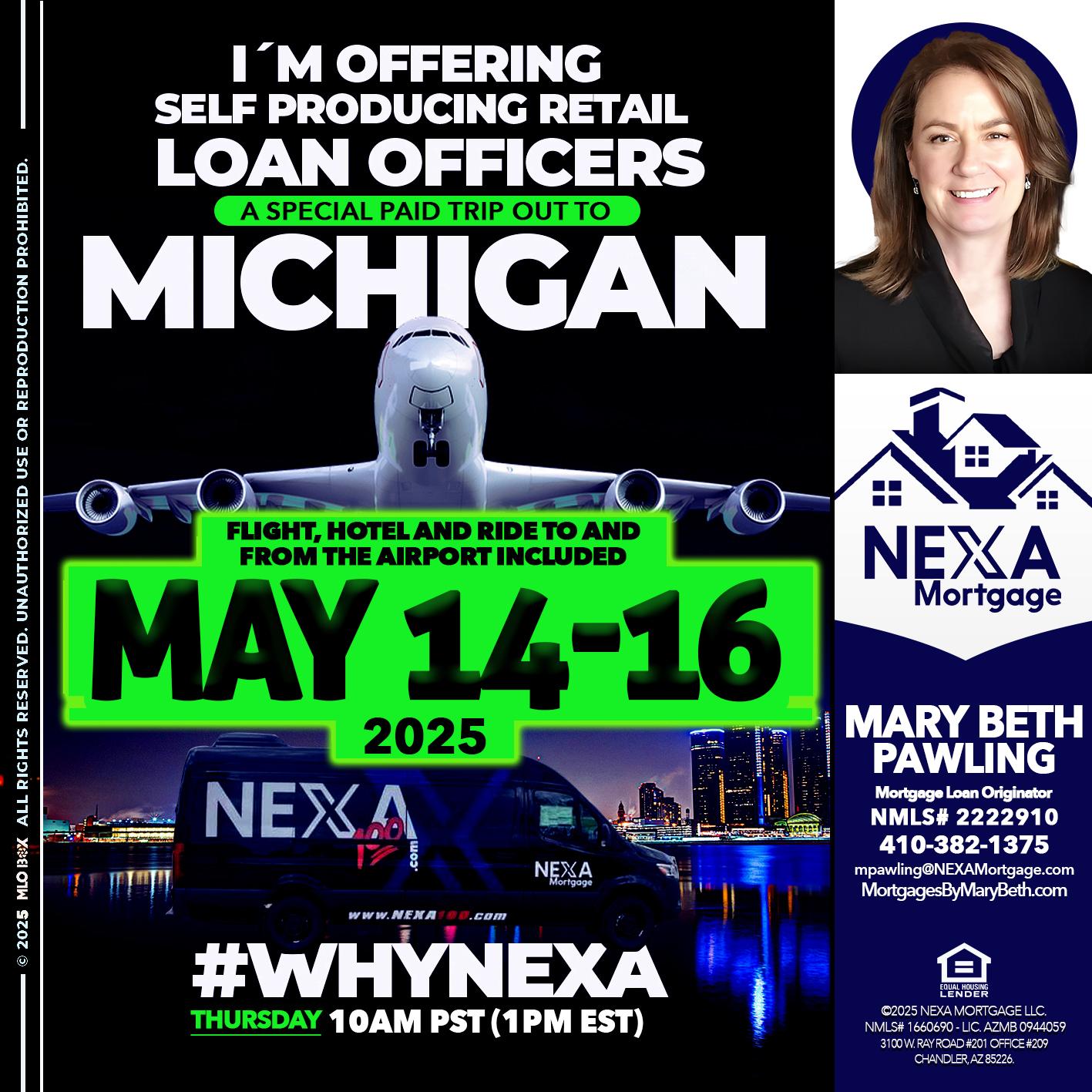 MAY 14-16 MICHIGAN TRIP - Mary Beth Pawling -Mortgage Loan Originator