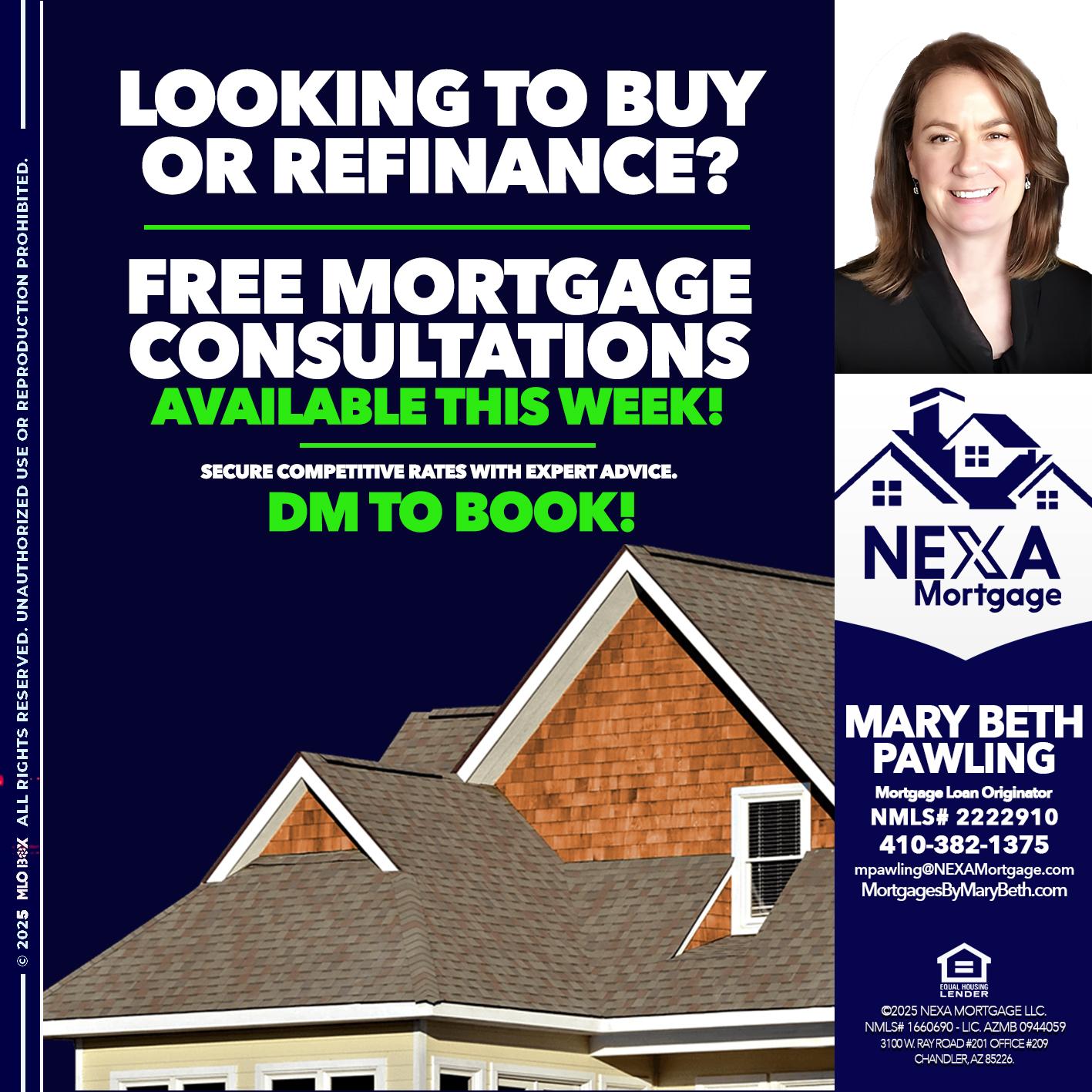 LOOKING TO BUY OR REFINANCE - Mary Beth Pawling -Mortgage Loan Originator