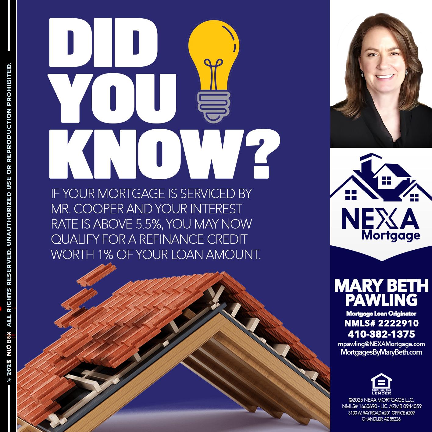 DID YOU KNOW? - Mary Beth Pawling -Mortgage Loan Originator