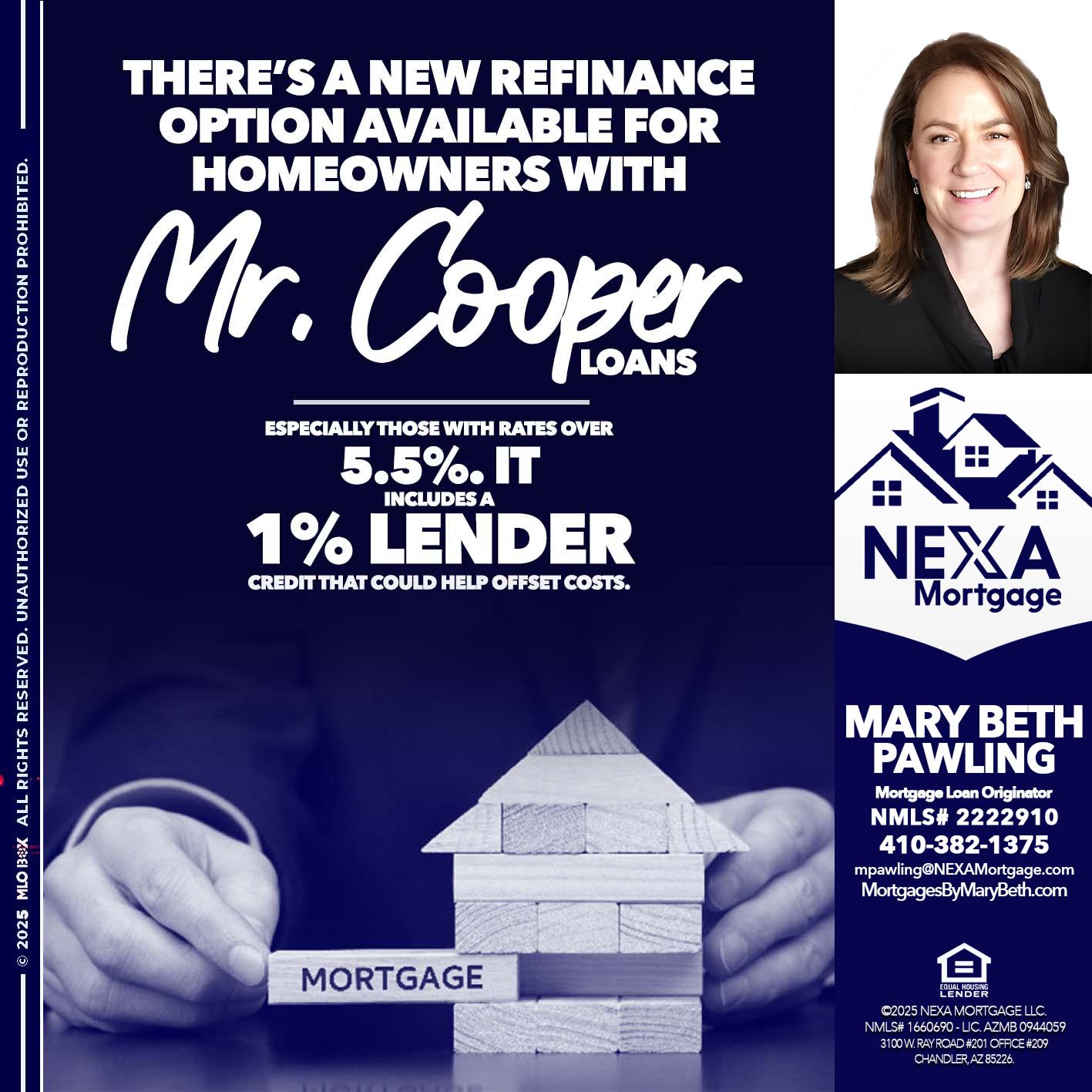 Mr. Cooper loans - Mary Beth Pawling -Mortgage Loan Originator