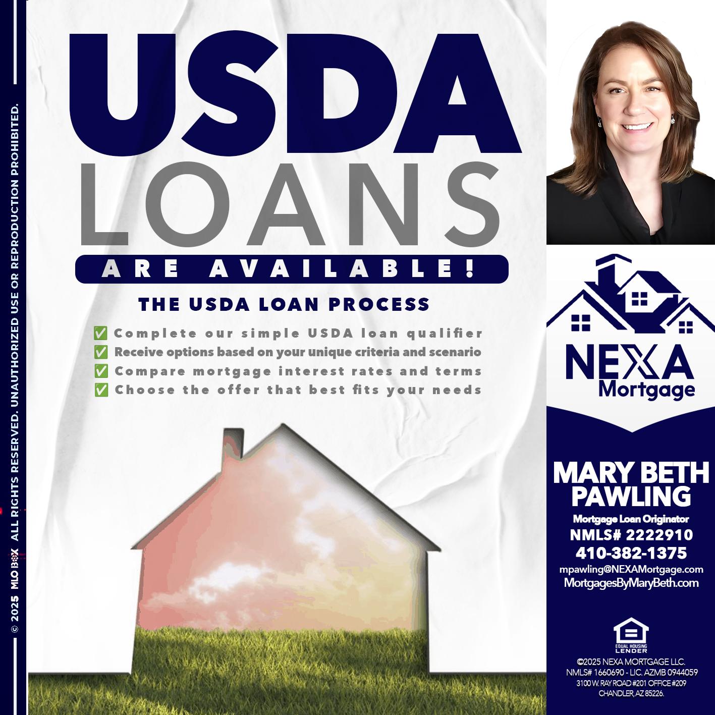 USDA LOANS - Mary Beth Pawling -Mortgage Loan Originator