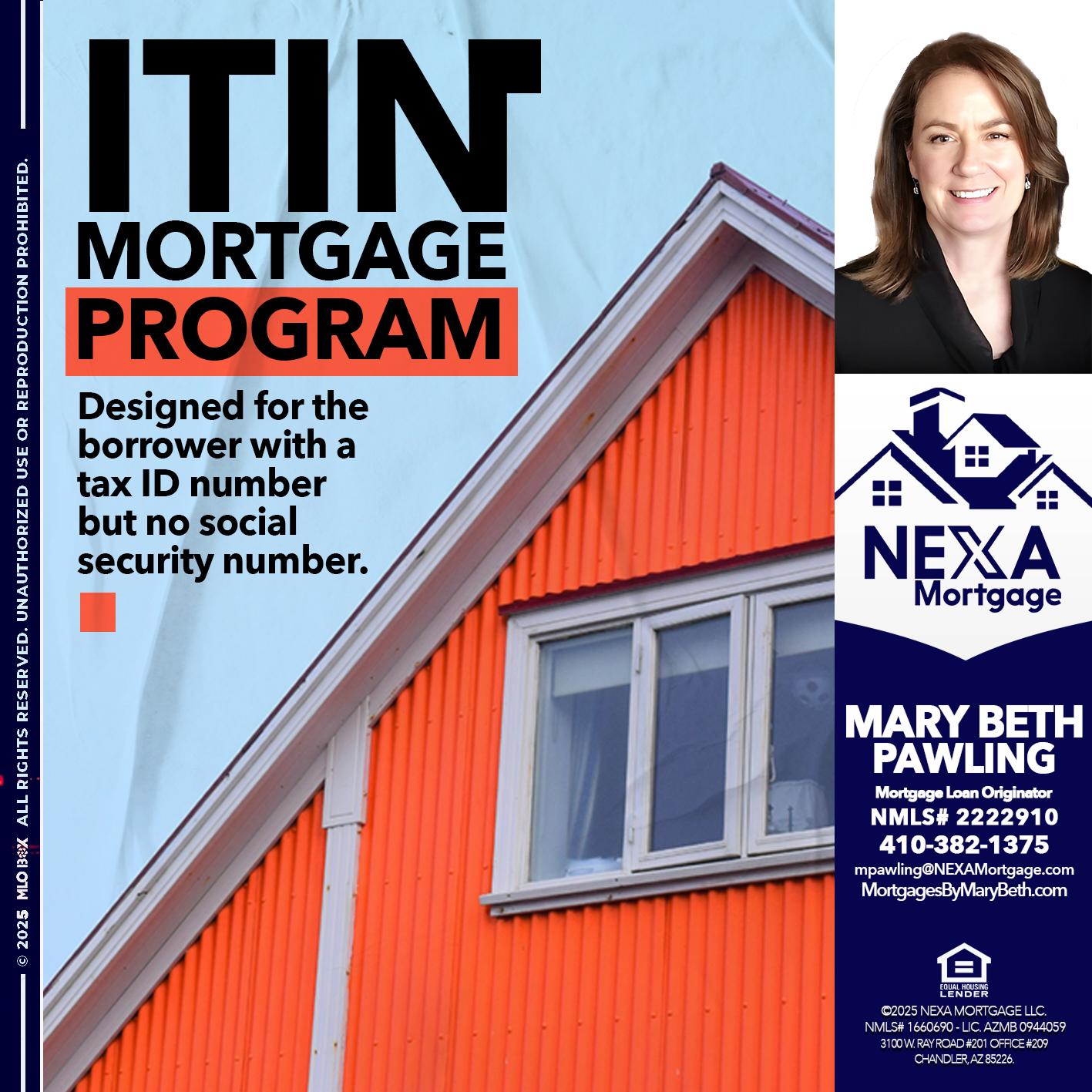 ITIN PROGRAM - Mary Beth Pawling -Mortgage Loan Originator