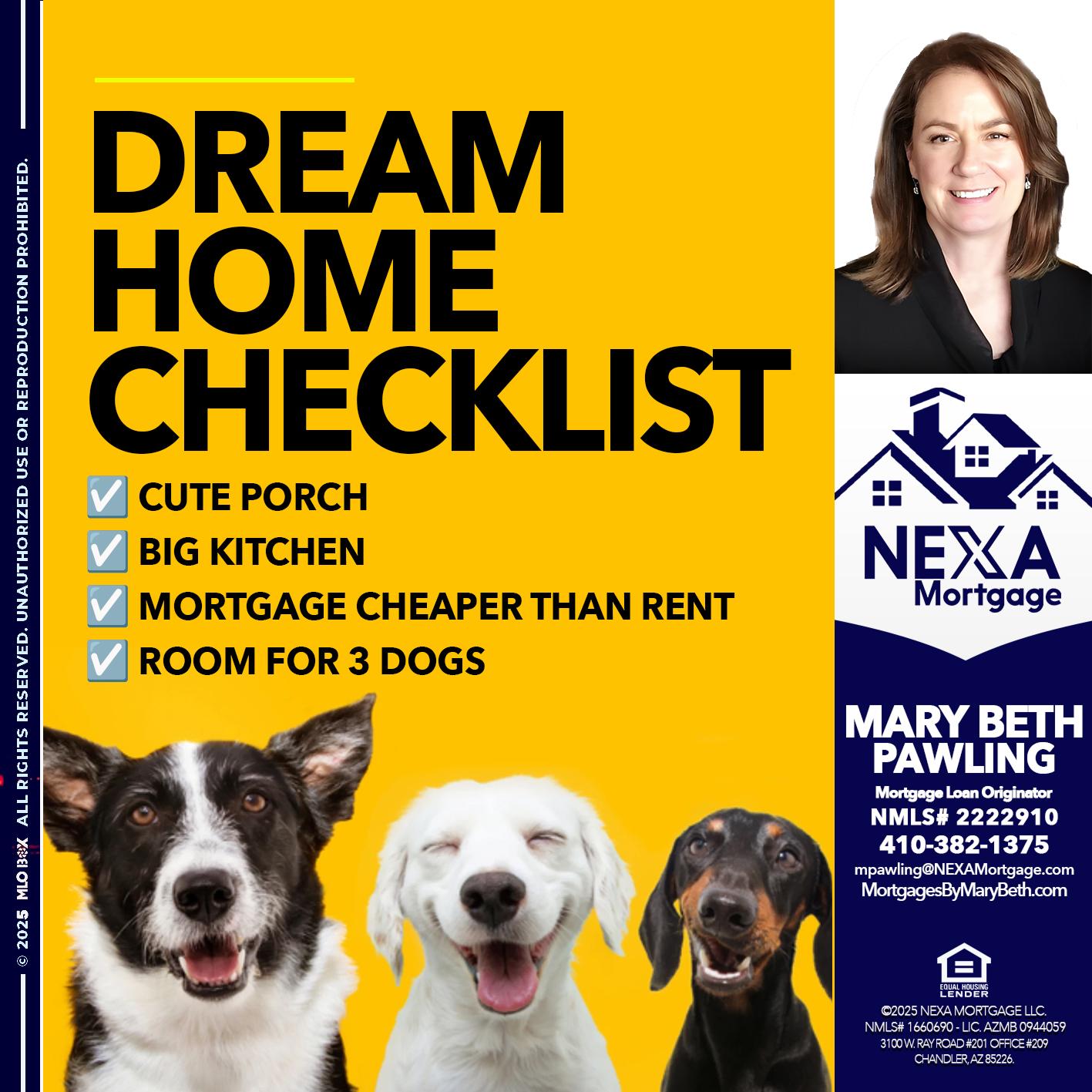 DREAM HOME CHEK LIST - Mary Beth Pawling -Mortgage Loan Originator
