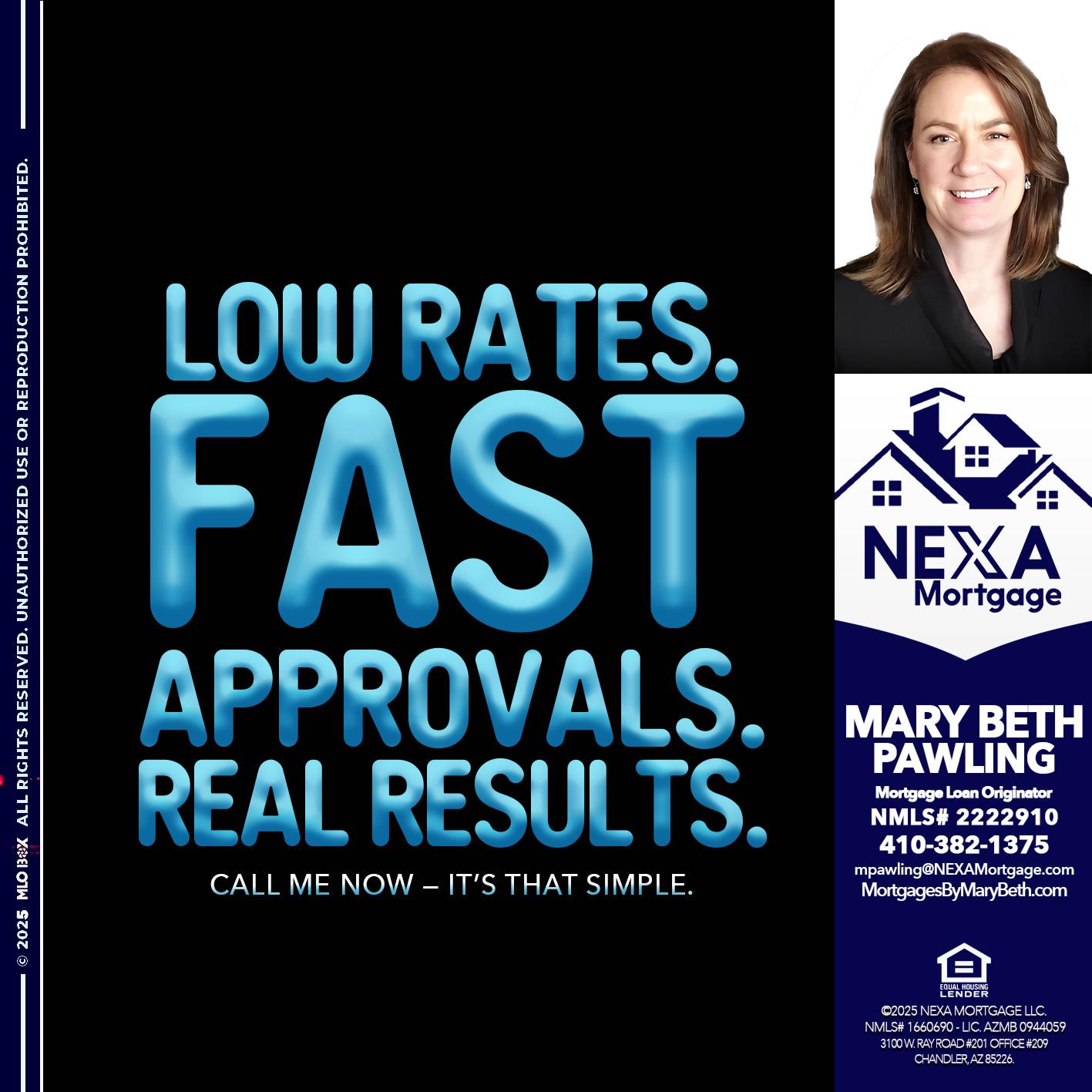LOW RATES - Mary Beth Pawling -Mortgage Loan Originator