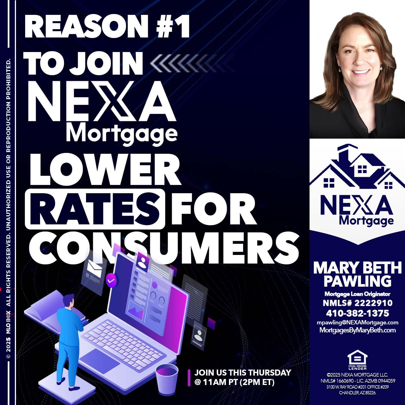 REASON 1 - Mary Beth Pawling -Mortgage Loan Originator