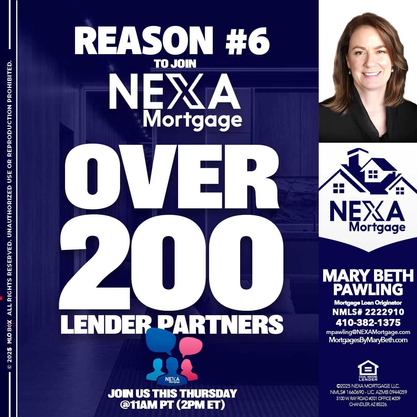 REASON 6 - Mary Beth Pawling -Mortgage Loan Originator