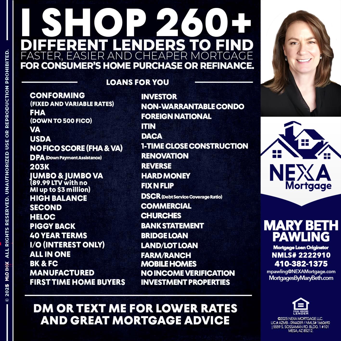 I SHOP +260 - Mary Beth Pawling -Mortgage Loan Originator