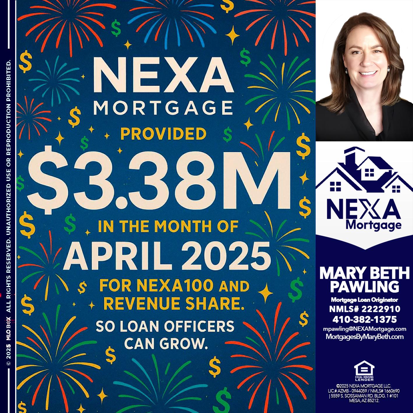 $3.38M - Mary Beth Pawling -Mortgage Loan Originator