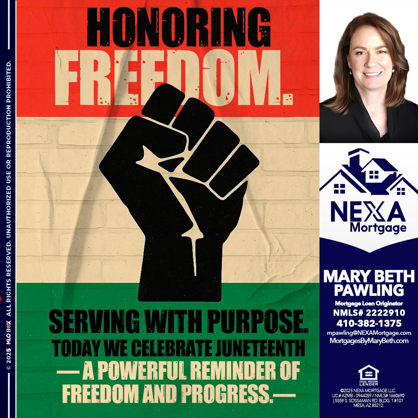 HONORING FREEDOM - Mary Beth Pawling -Mortgage Loan Originator