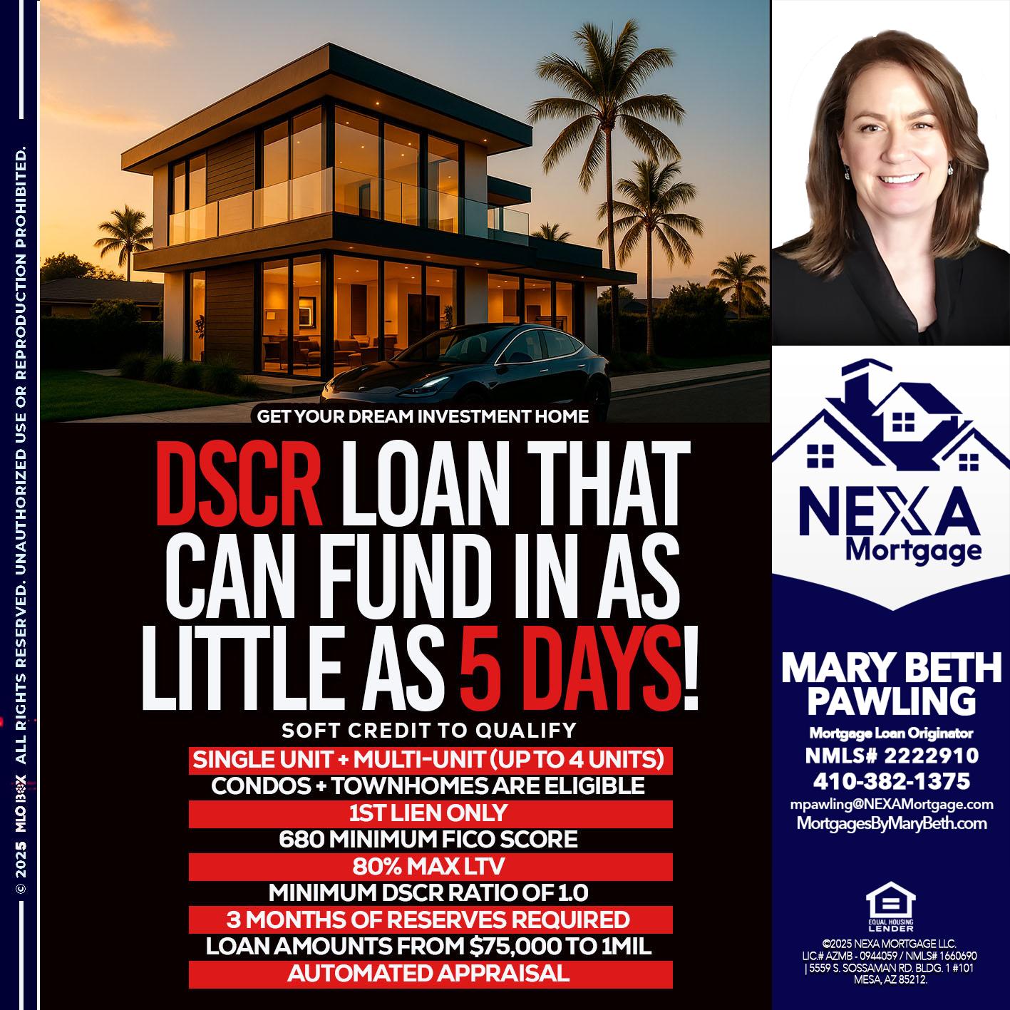 DSCR LOAN - Mary Beth Pawling -Mortgage Loan Originator