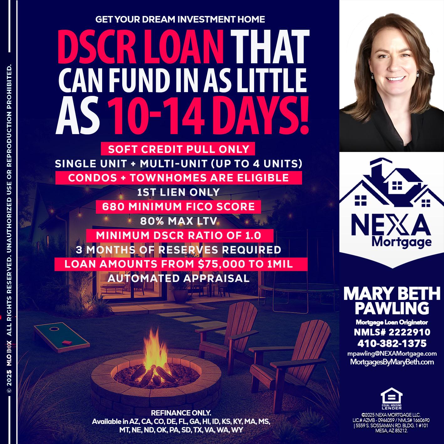 DSCR LOAN - Mary Beth Pawling -Mortgage Loan Originator