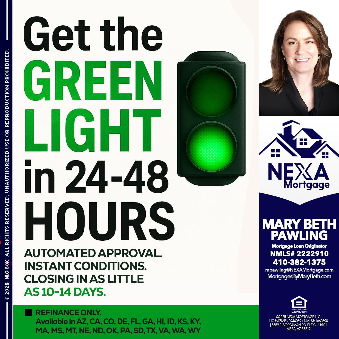 GET THE GREEN LIGHT - Mary Beth Pawling -Mortgage Loan Originator