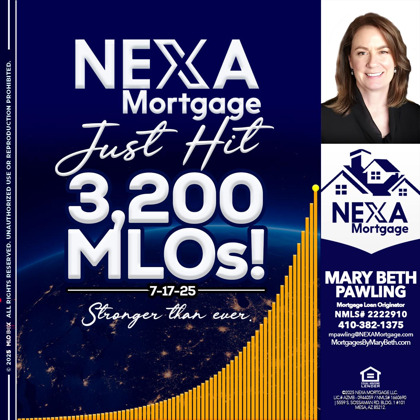 JUST HIT 3,200 MLOs - Mary Beth Pawling -Mortgage Loan Originator