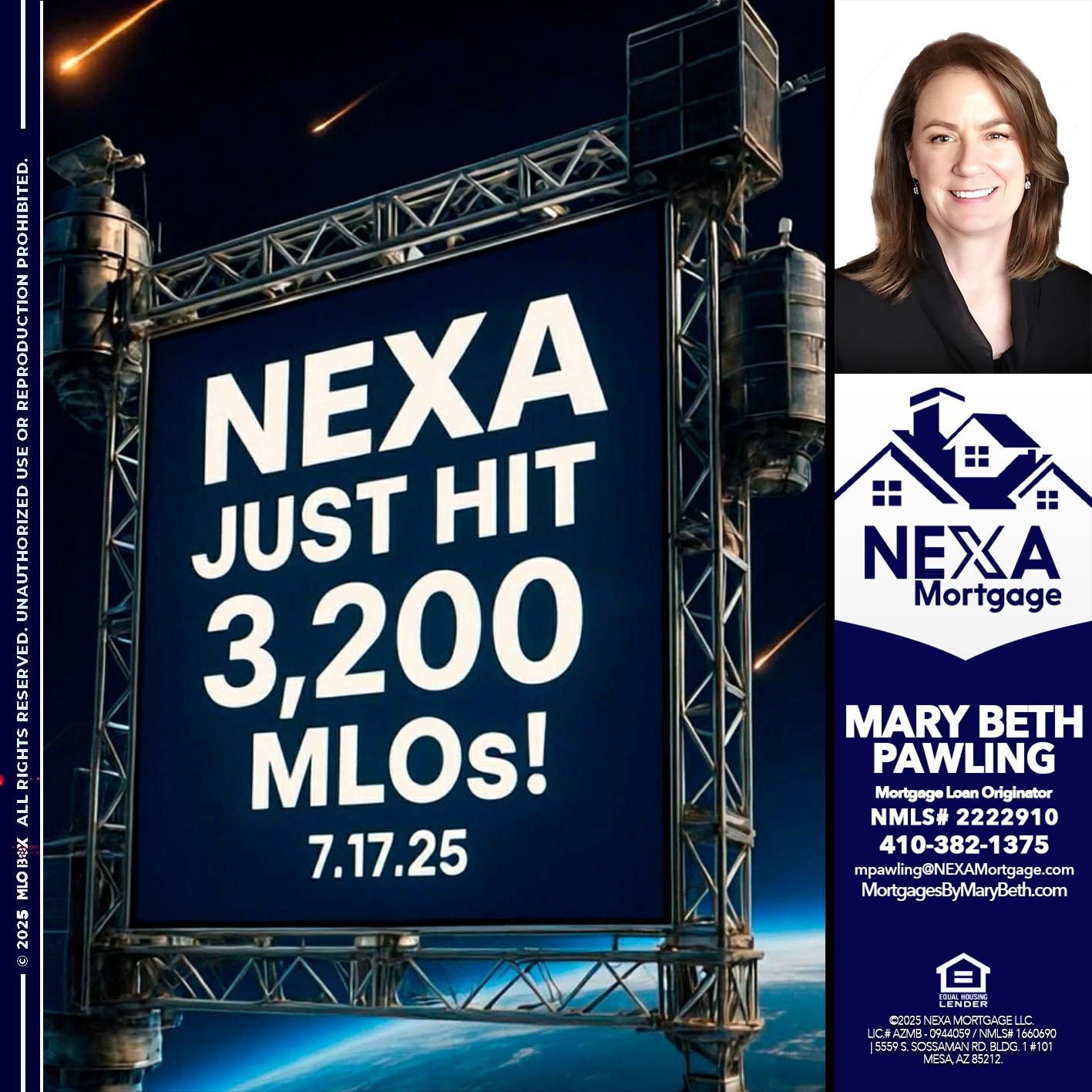 NEXA JUST HIT 3,200 - Mary Beth Pawling -Mortgage Loan Originator