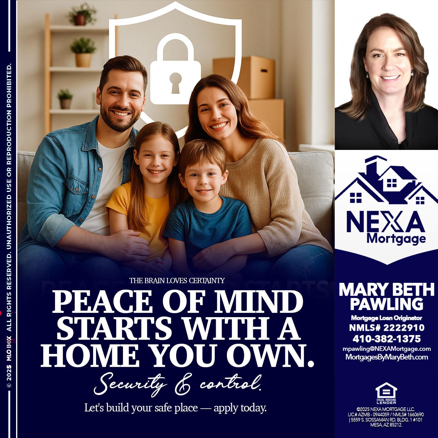 peace of mind - Mary Beth Pawling -Mortgage Loan Originator
