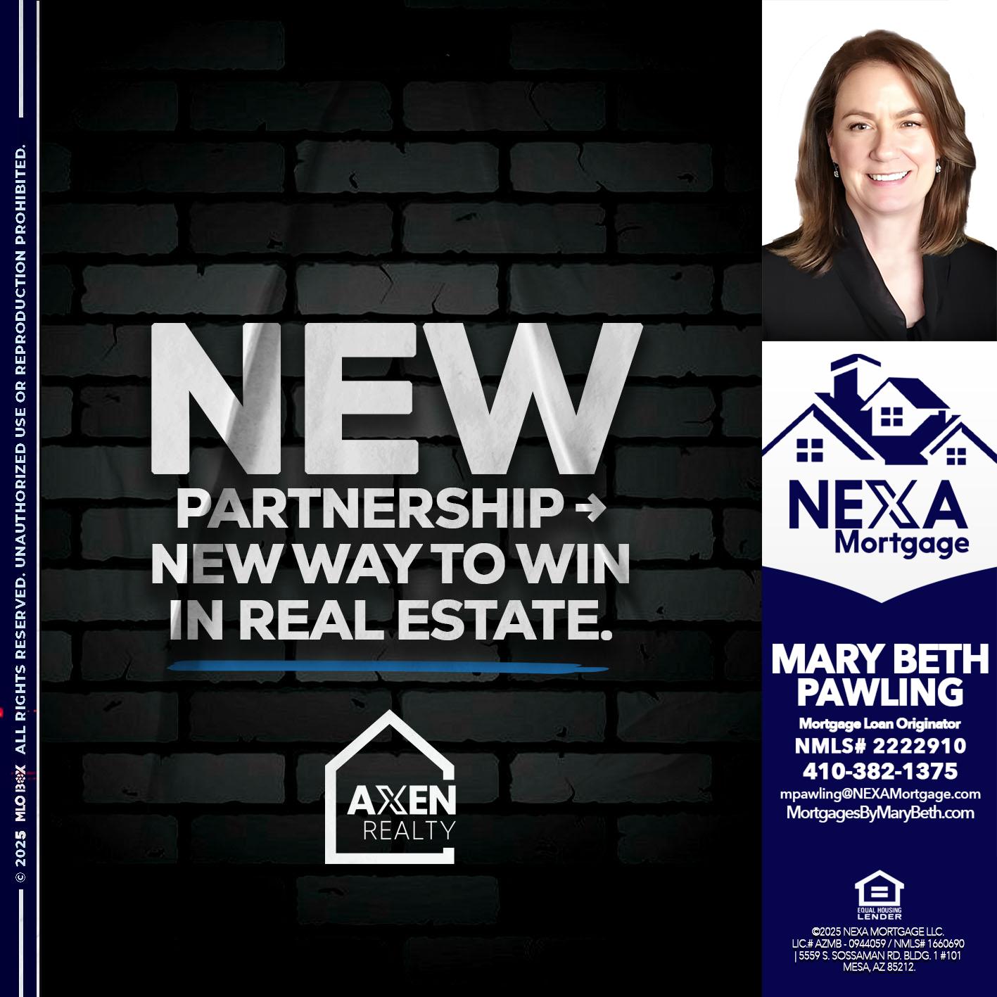 new partnership - Mary Beth Pawling -Mortgage Loan Originator