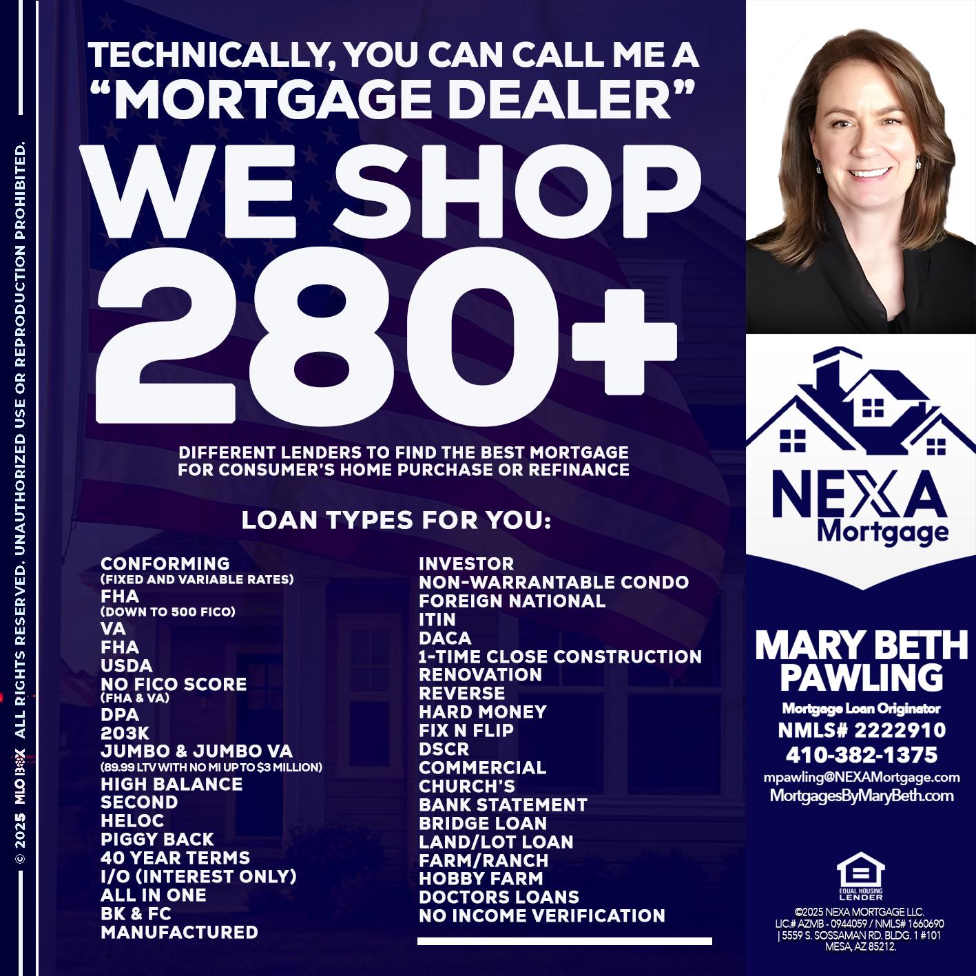 WE SHOP 280 + - Mary Beth Pawling -Mortgage Loan Originator
