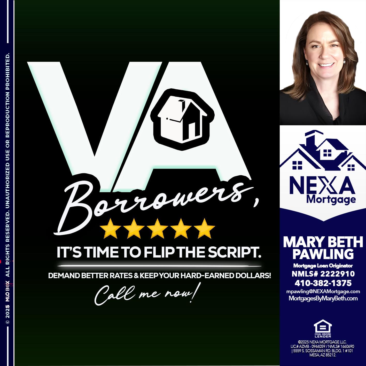 VA BORROWERS - Mary Beth Pawling -Mortgage Loan Originator