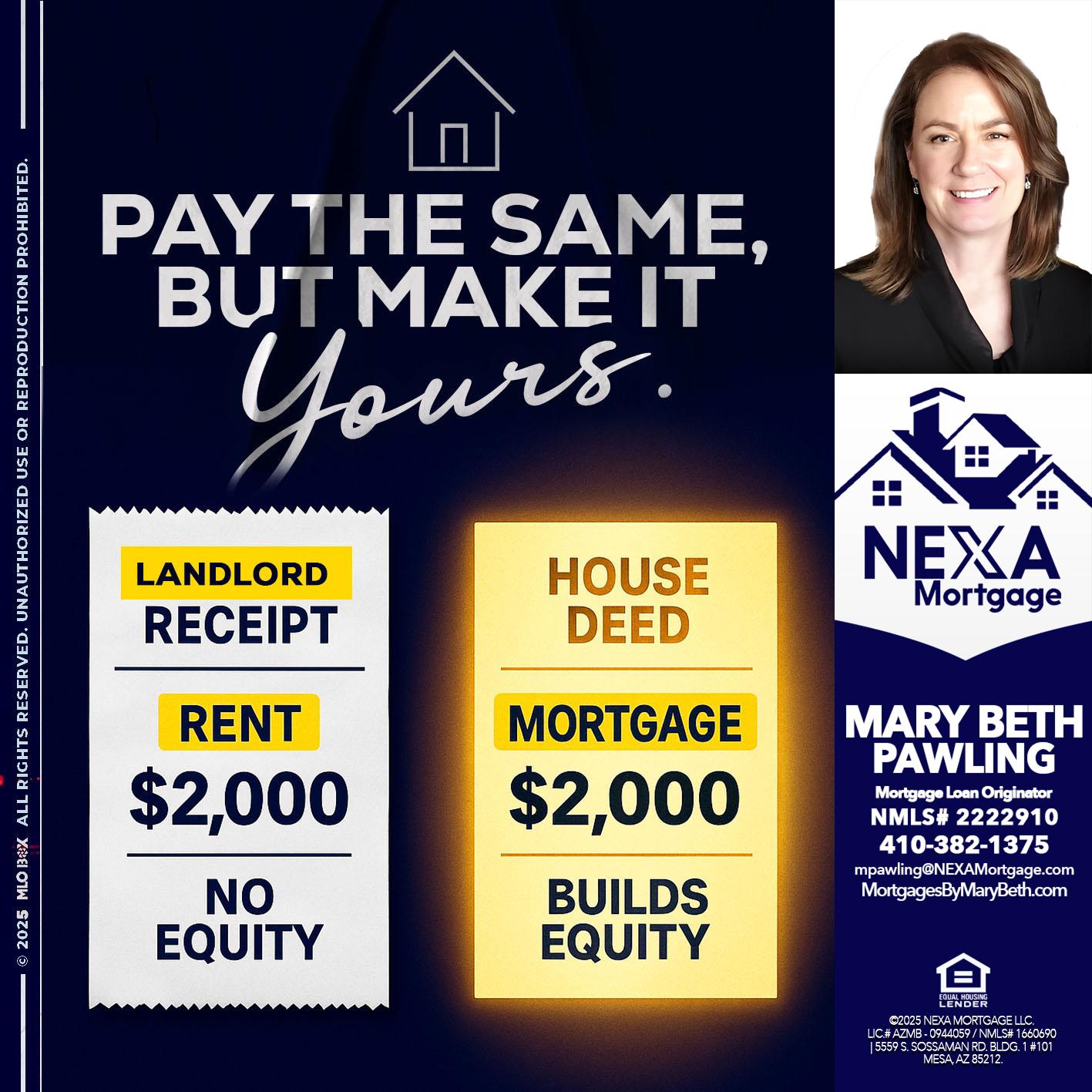 pay the same - Mary Beth Pawling -Mortgage Loan Originator