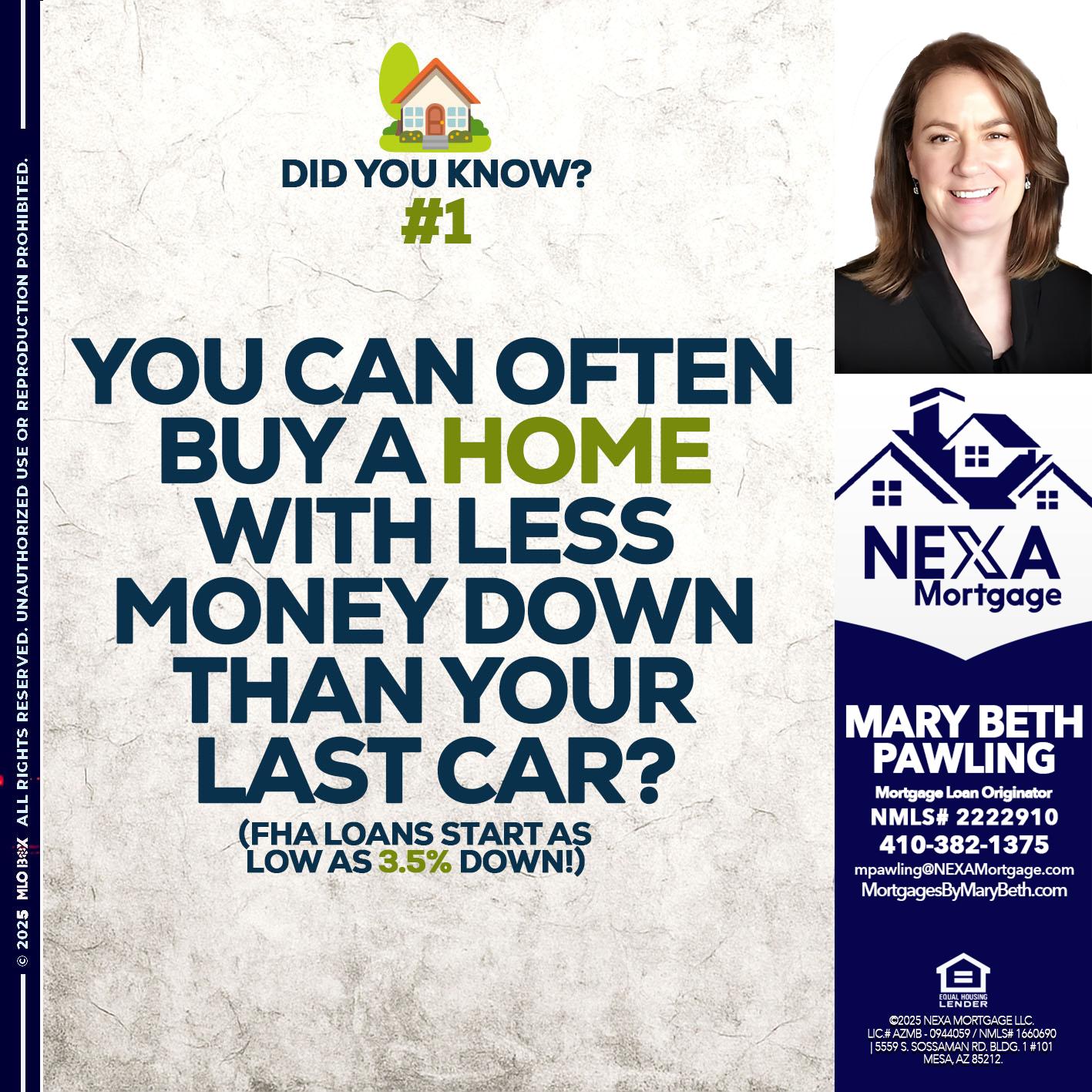 DID YOU KNOW #1 - Mary Beth Pawling -Mortgage Loan Originator