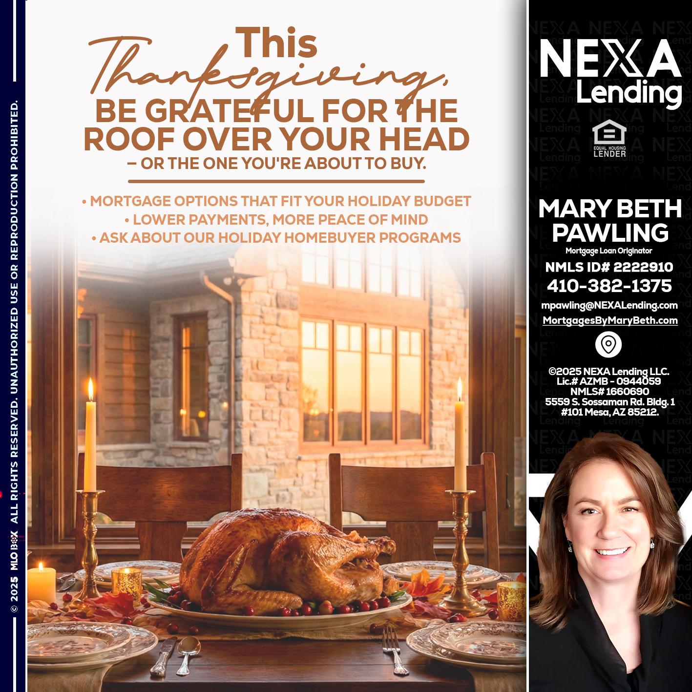 THIS THANKSGIVING - Mary Beth Pawling -Mortgage Loan Originator