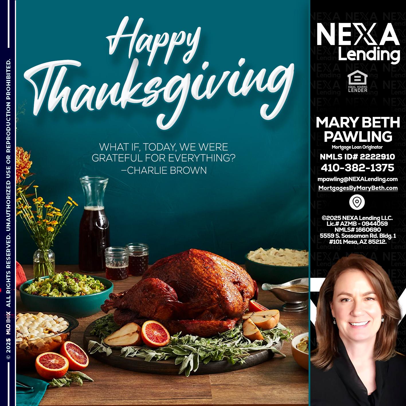 happy Thanksgiving - Mary Beth Pawling -Mortgage Loan Originator