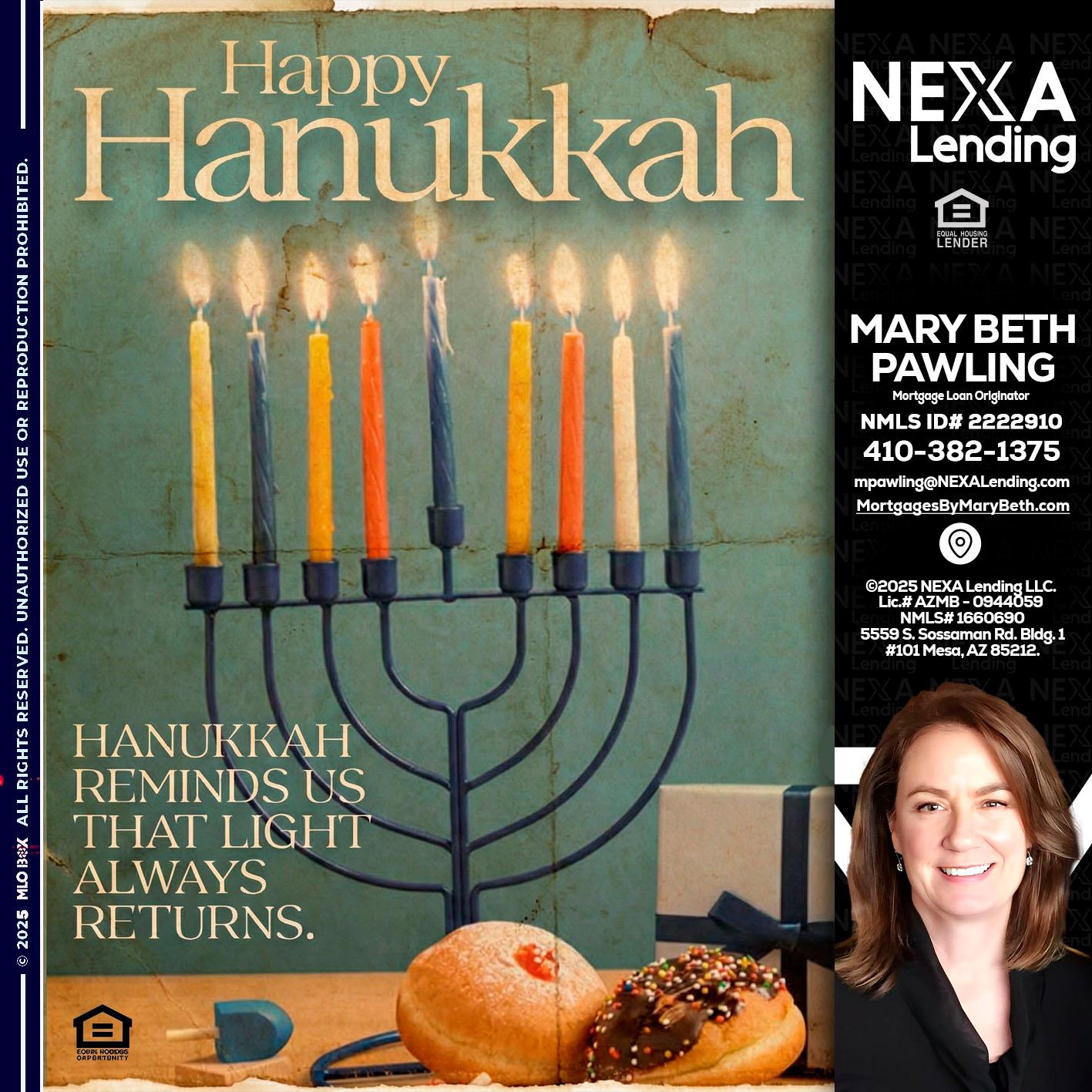 HAPPY HANUKKAH - Mary Beth Pawling -Mortgage Loan Originator