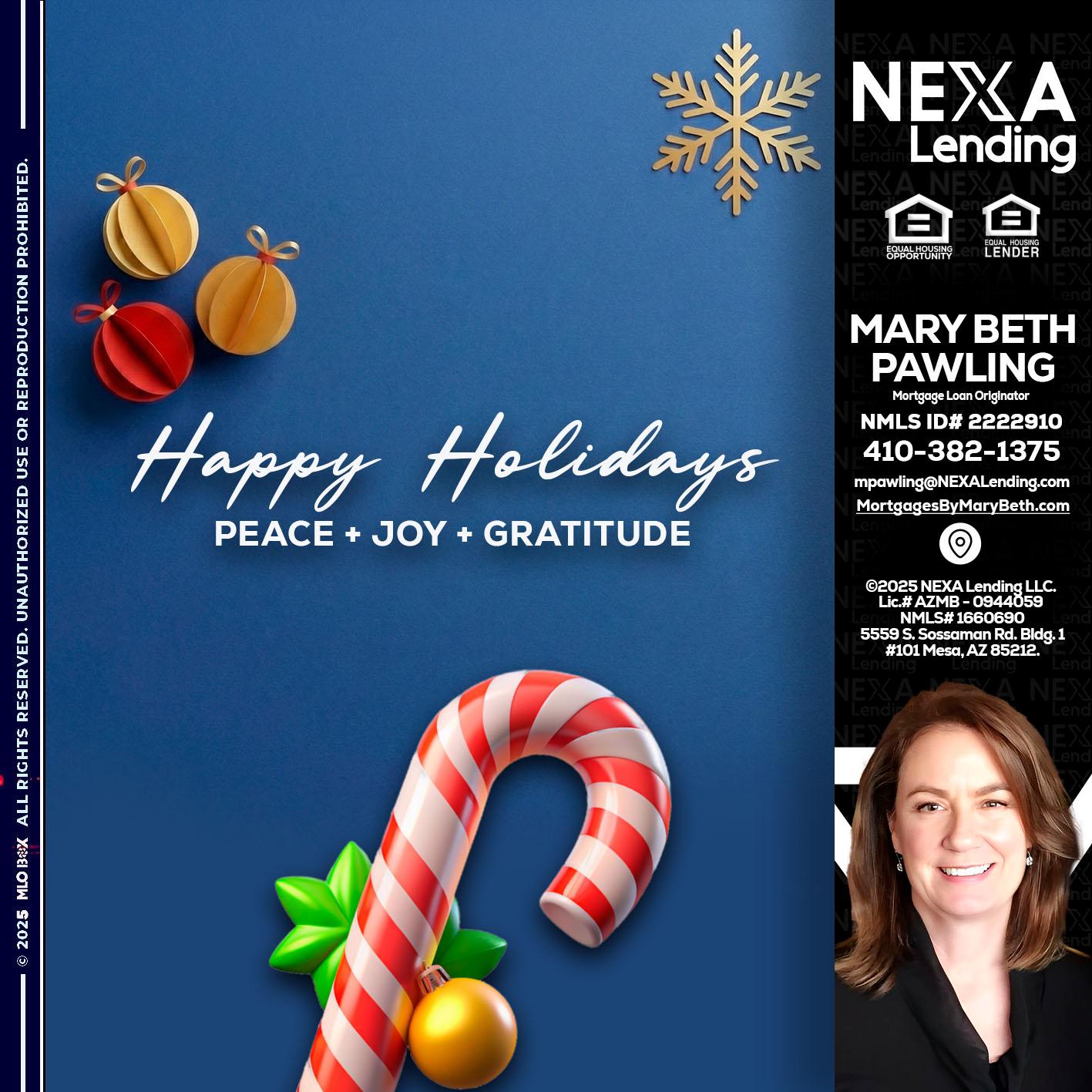 HAPPY HOLIDAYS - Mary Beth Pawling -Mortgage Loan Originator