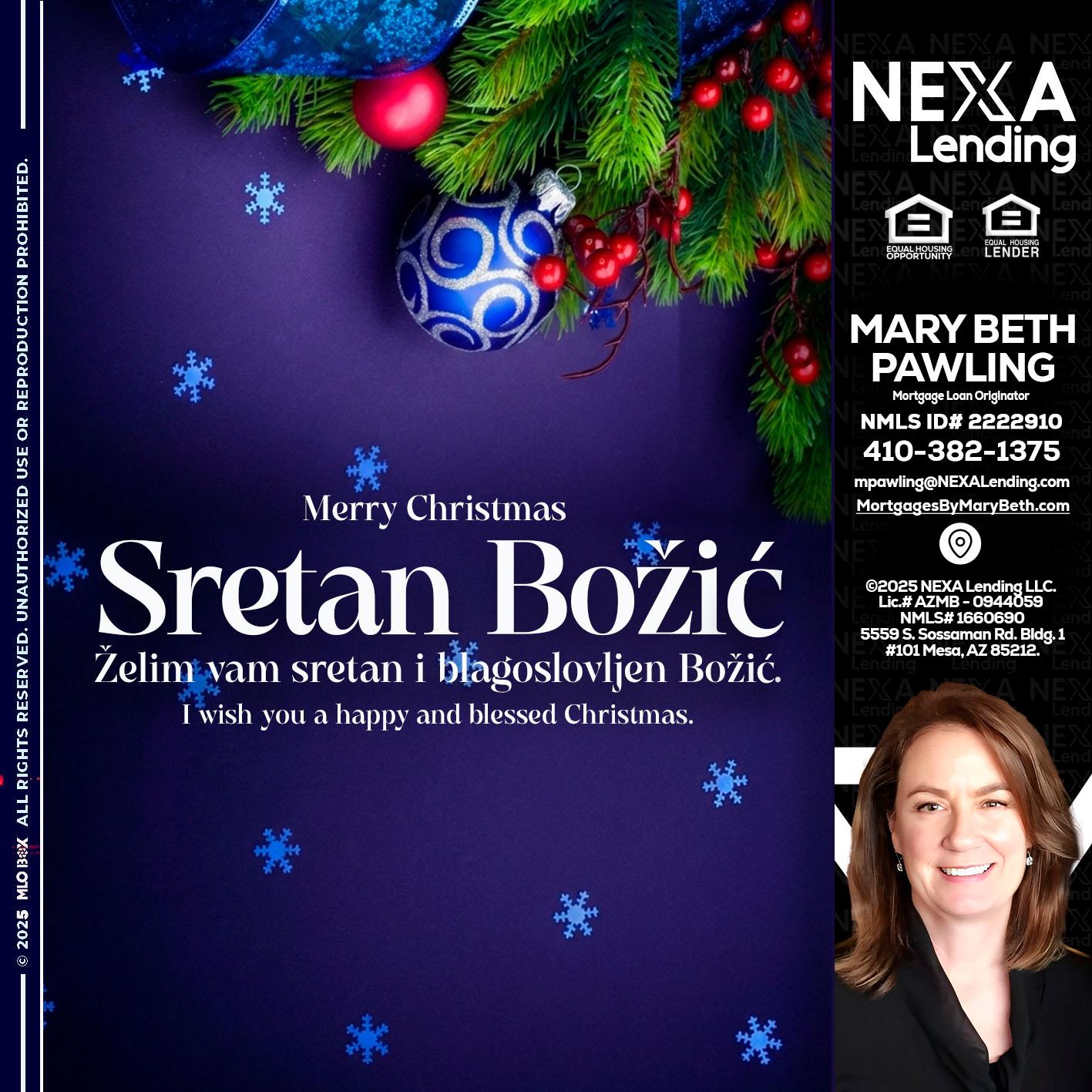 Sretan Božić - Mary Beth Pawling -Mortgage Loan Originator