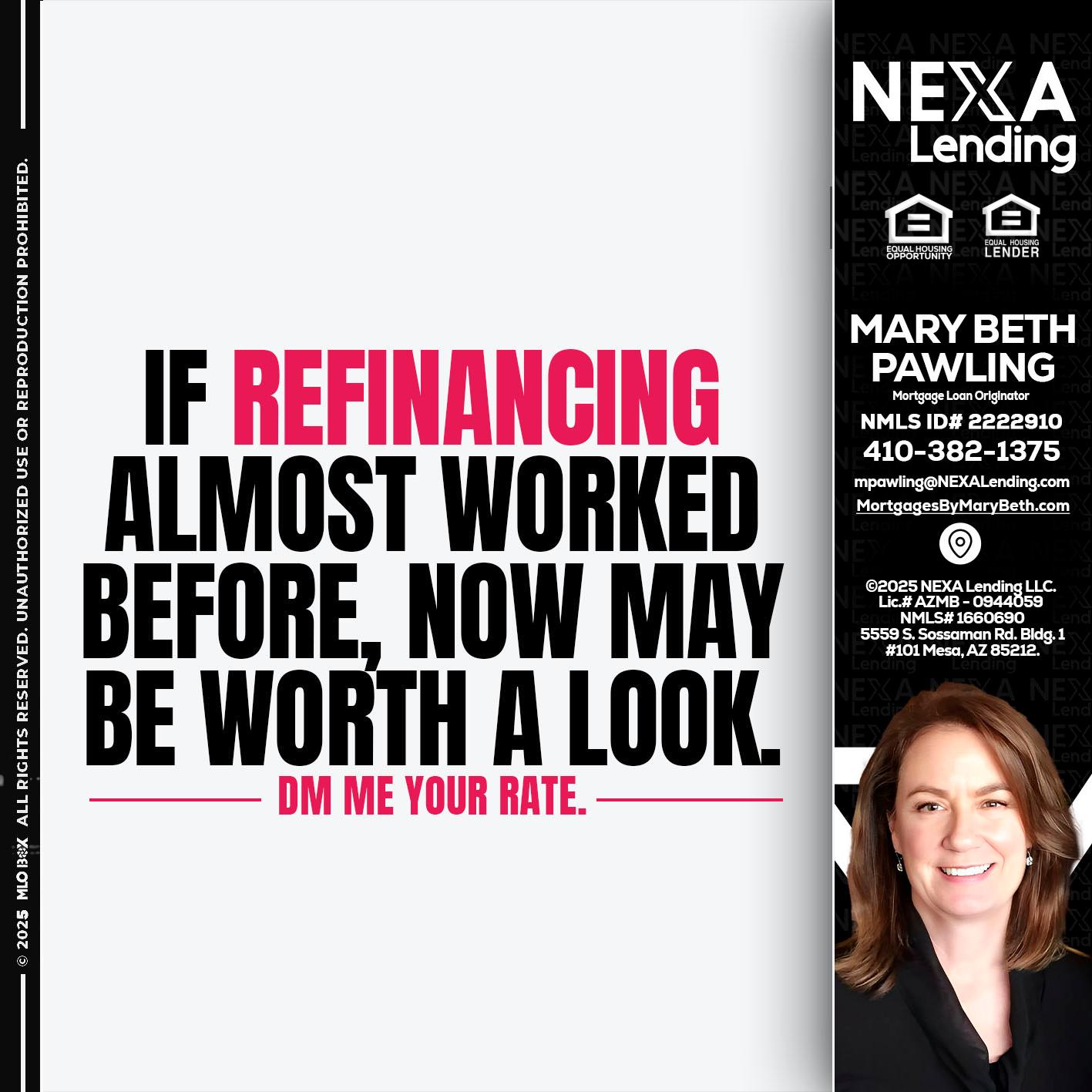 if refinancing - Mary Beth Pawling -Mortgage Loan Originator